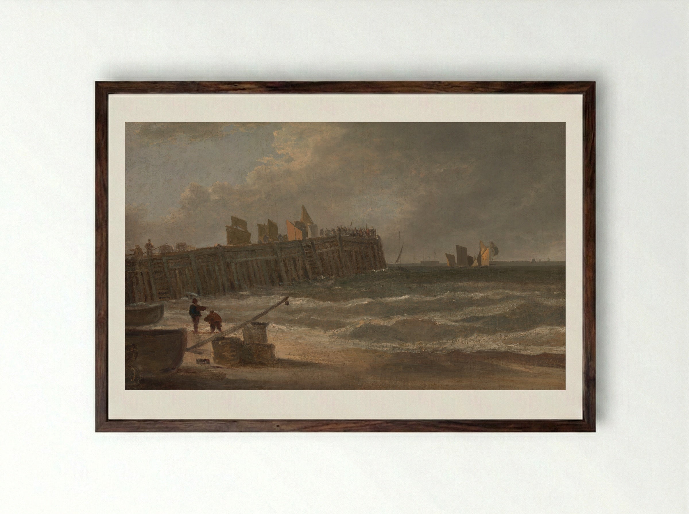 Yarmouth Jetty - John Crome - Framed Print Dark Wood