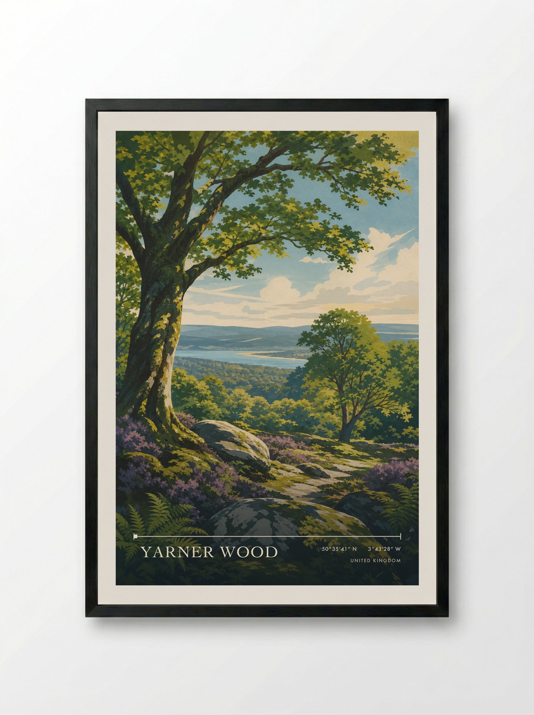 Yarner Wood United Kingdom Travel Poster - Framed Print Black