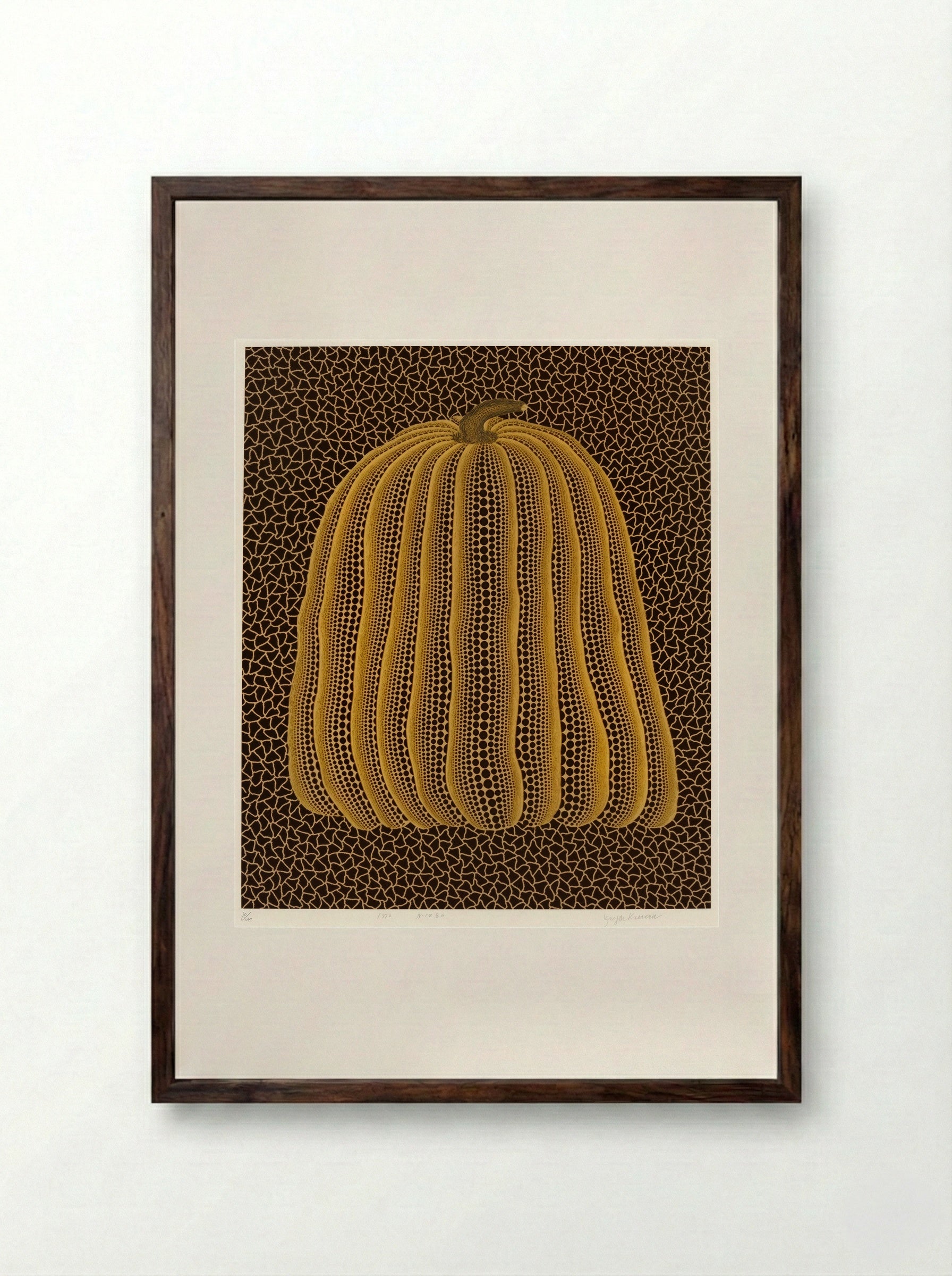 Yellow Pumpkin - Yayoi Kusama - Framed Print Dark Wood