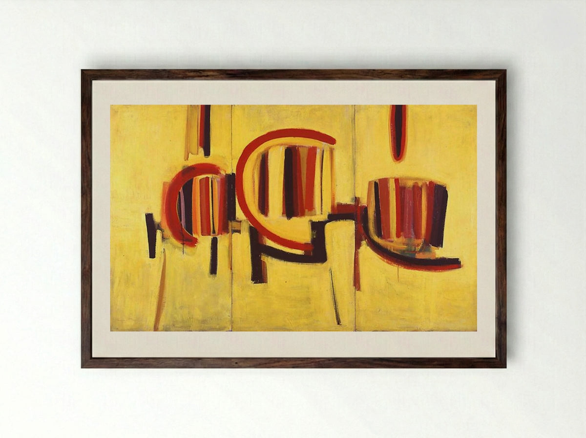 Yellow Triptych - Terry Frost - Framed Print Dark Wood