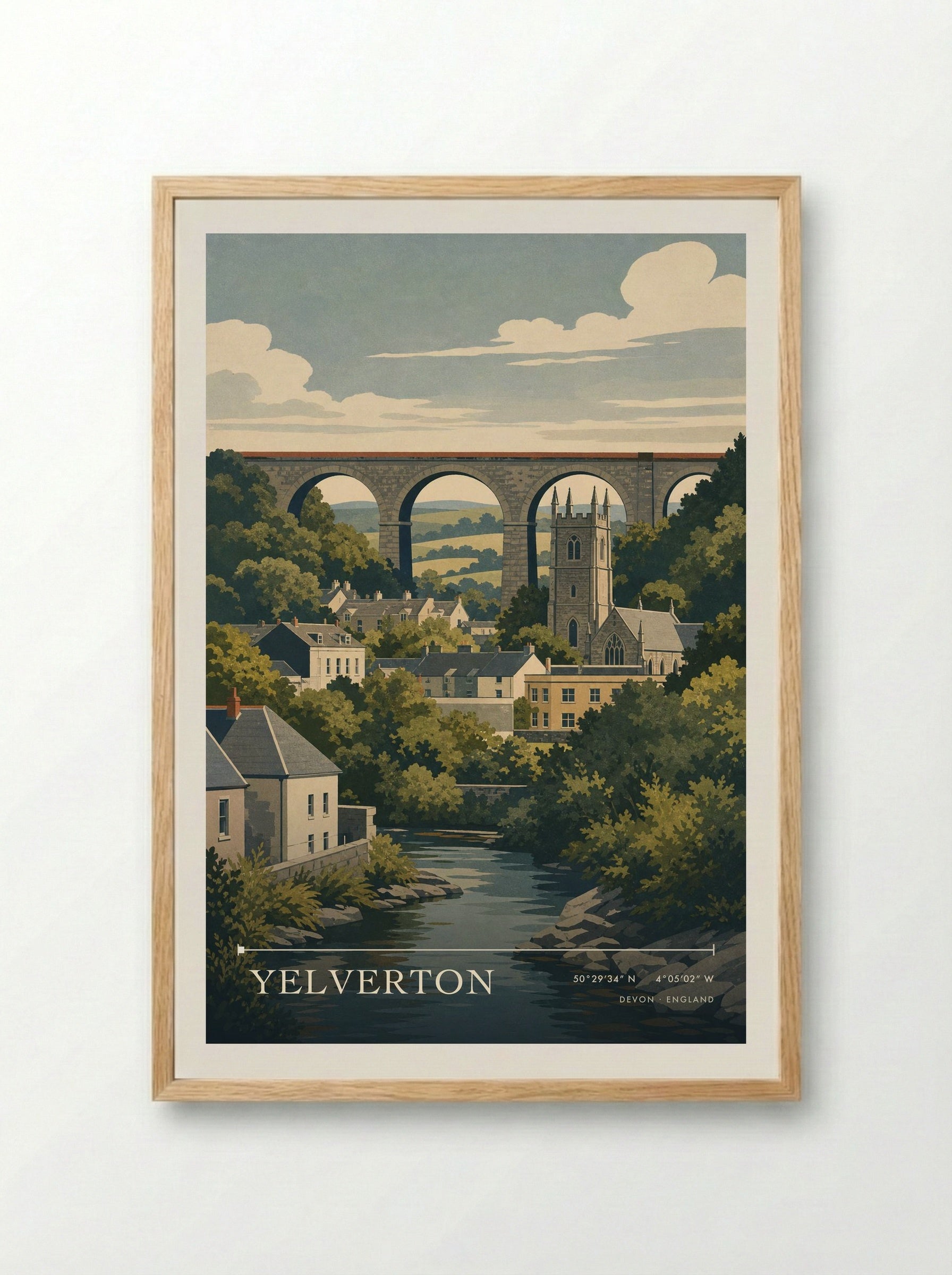 Yelverton Devon England Travel Poster - Framed Print Wood