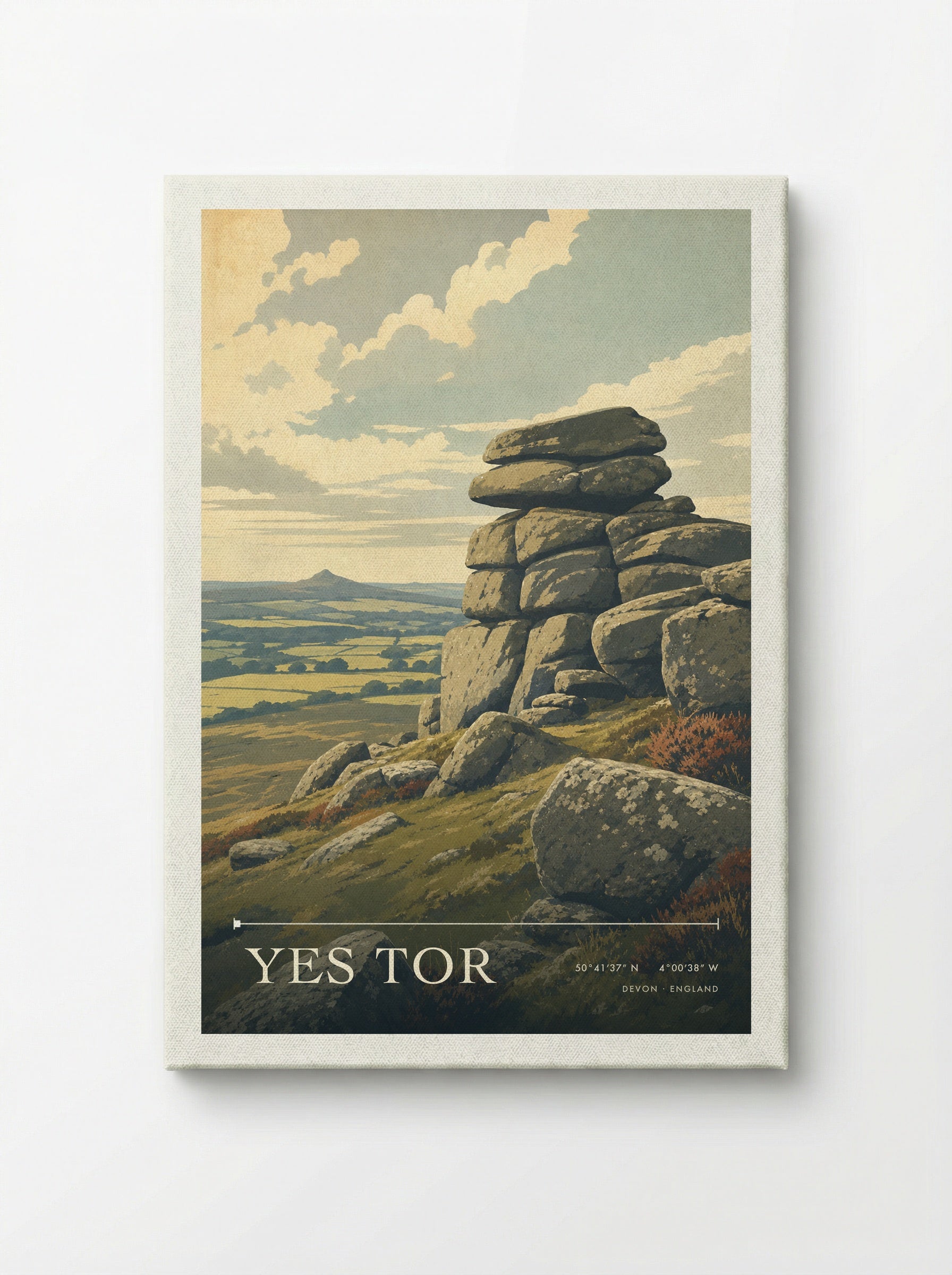 Yes Tor Devon England Travel Poster - Canvas