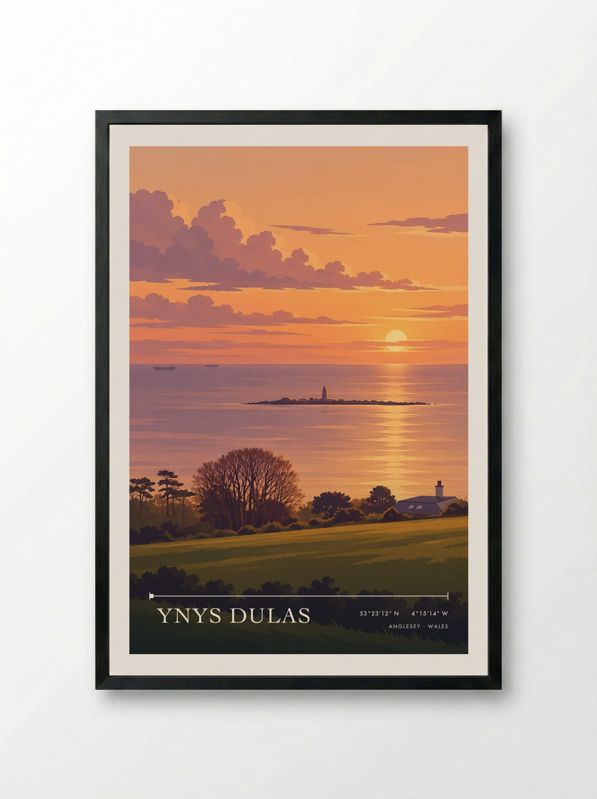 Ynys Dulas, Anglesey | Travel Poster - Framed Print Black