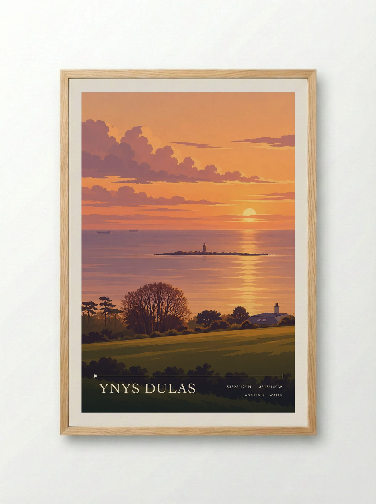 Ynys Dulas, Anglesey | Travel Poster - Framed Print Wood