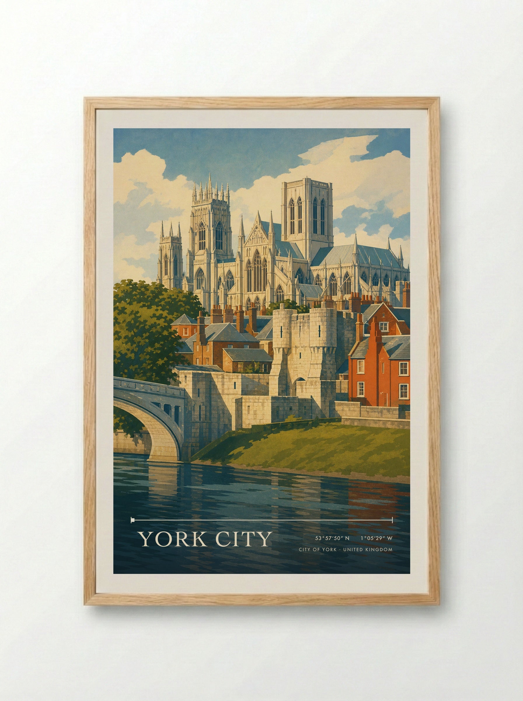 York City City of York United Kingdom Travel Poster - Framed Print Wood