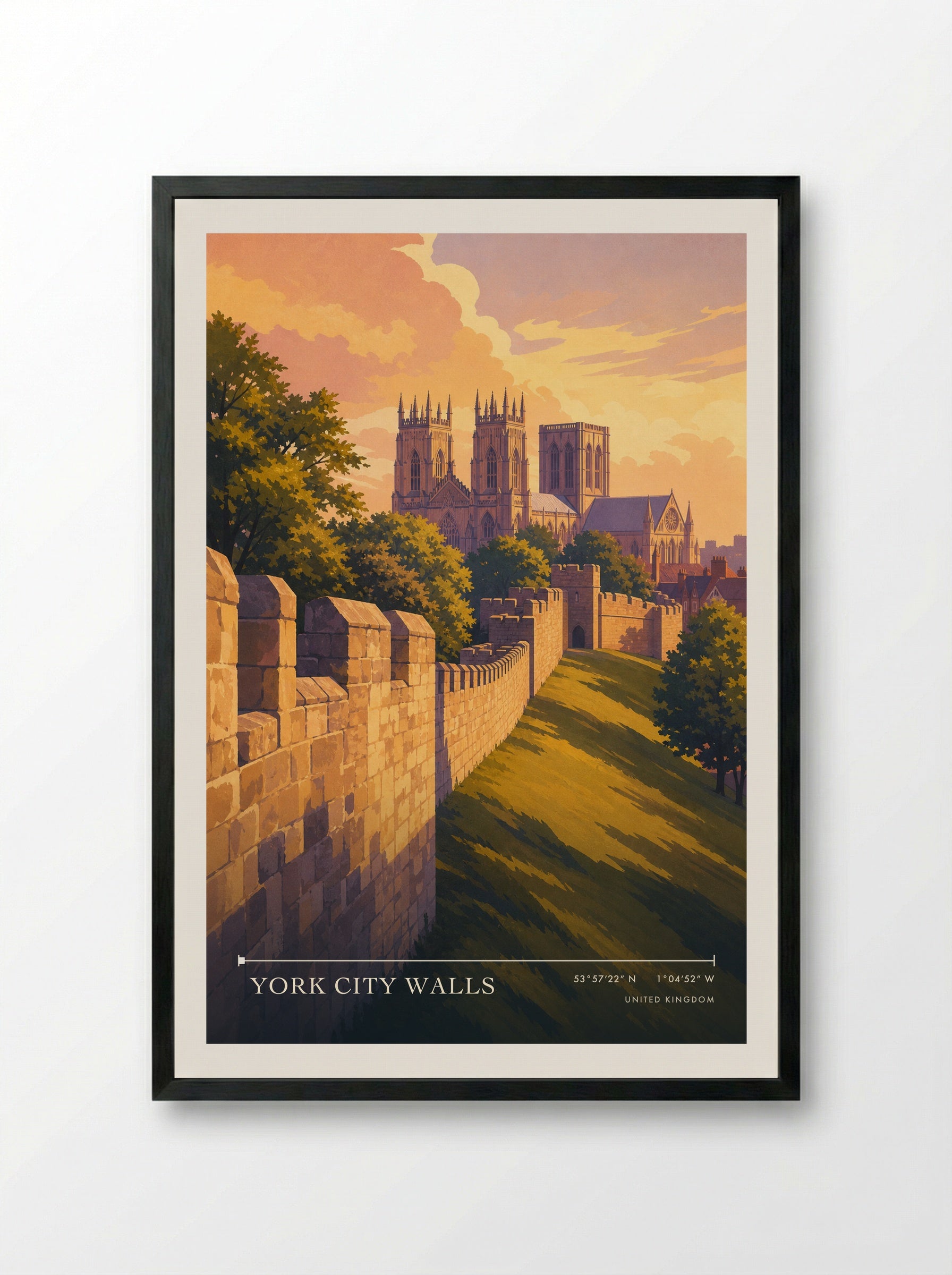 York City Walls United Kingdom Travel Poster - Framed Print Black
