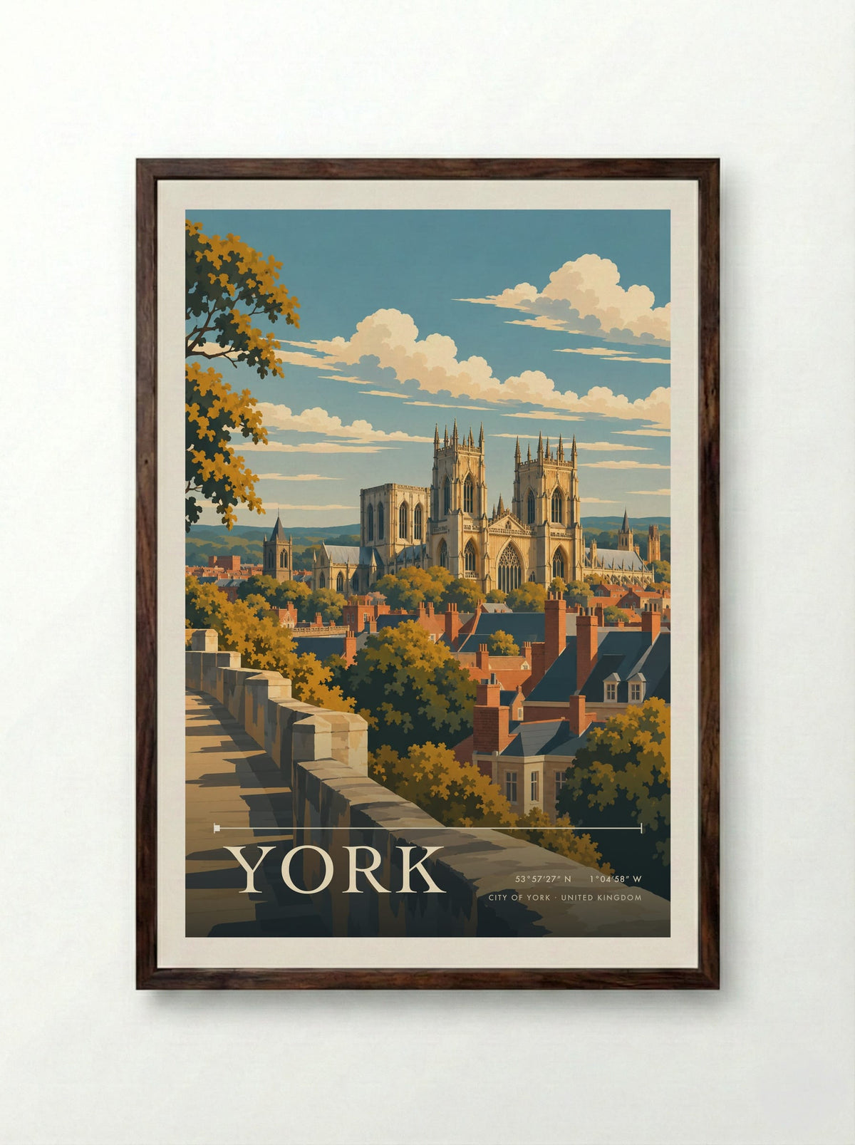 York, City of York | Travel Poster - Framed Print Dark Wood