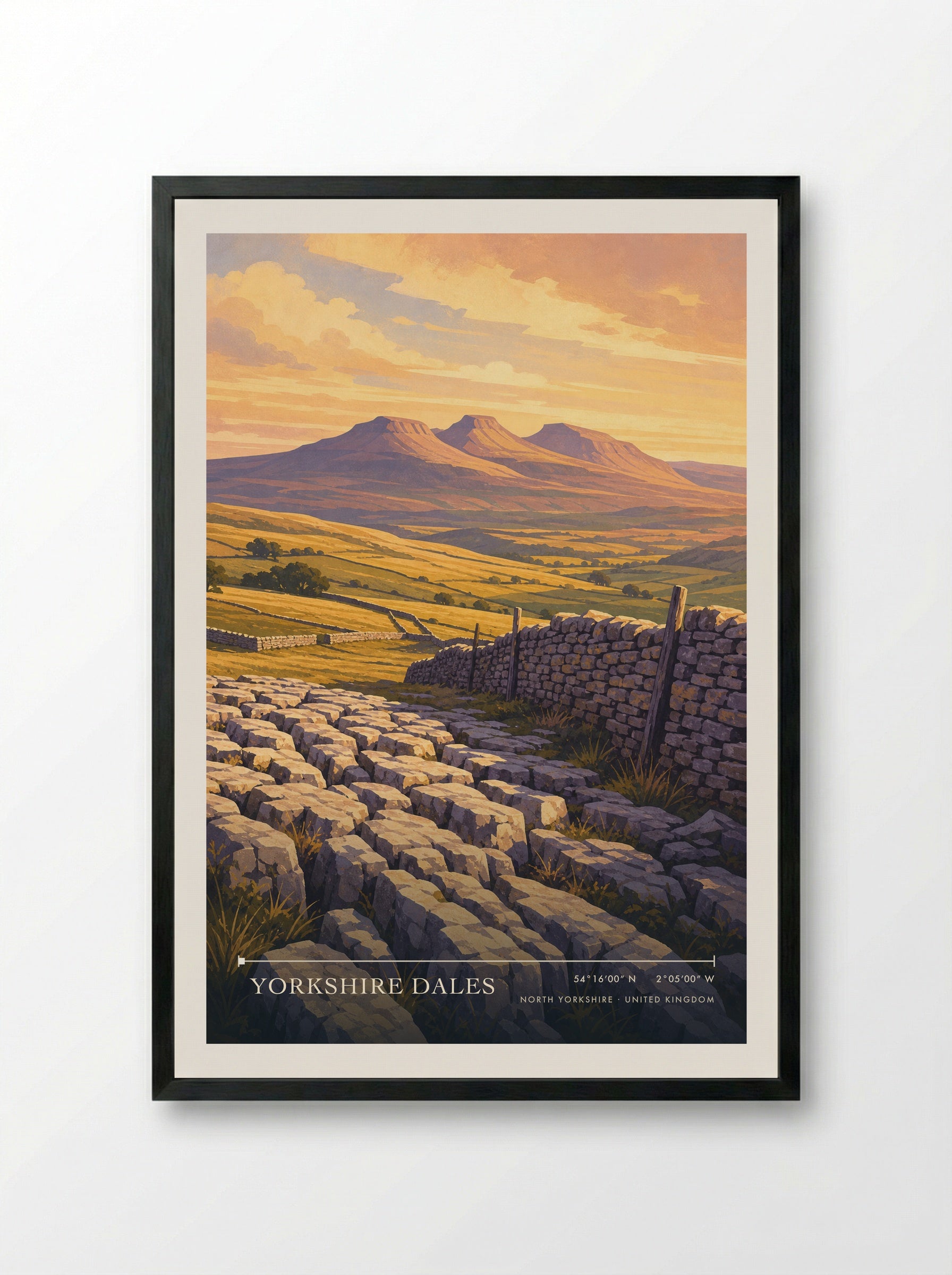 Yorkshire Dales North Yorkshire United Kingdom Travel Poster - Framed Print Black