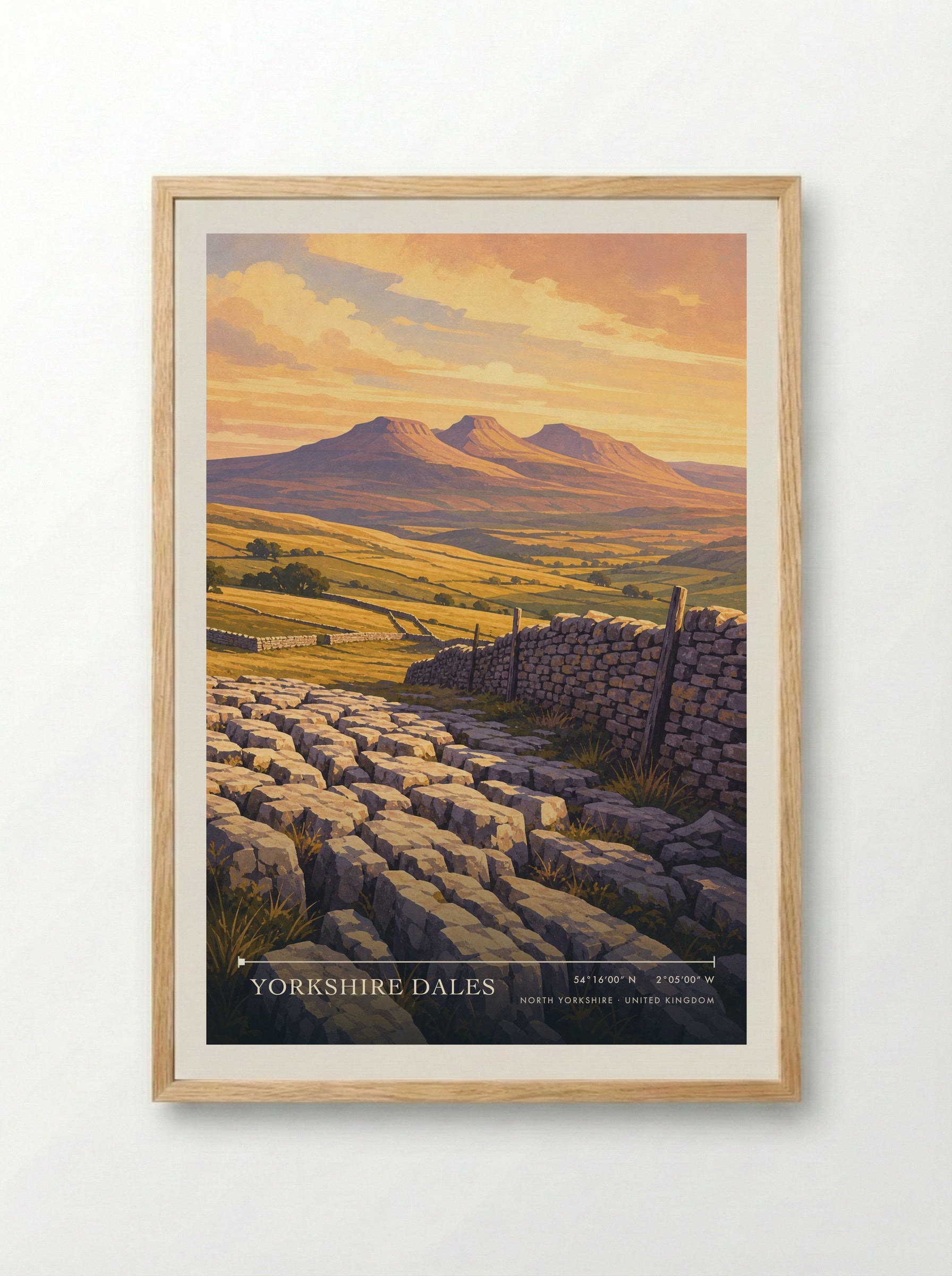 Yorkshire Dales North Yorkshire United Kingdom Travel Poster - Framed Print Wood