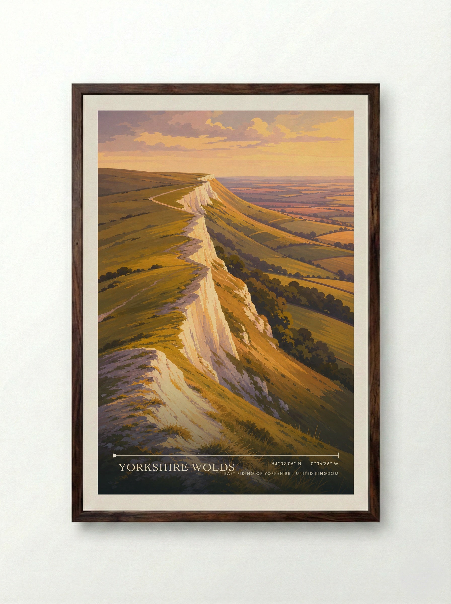 Yorkshire Wolds East Riding of Yorkshire United Kingdom Travel Poster - Framed Print Dark Wood