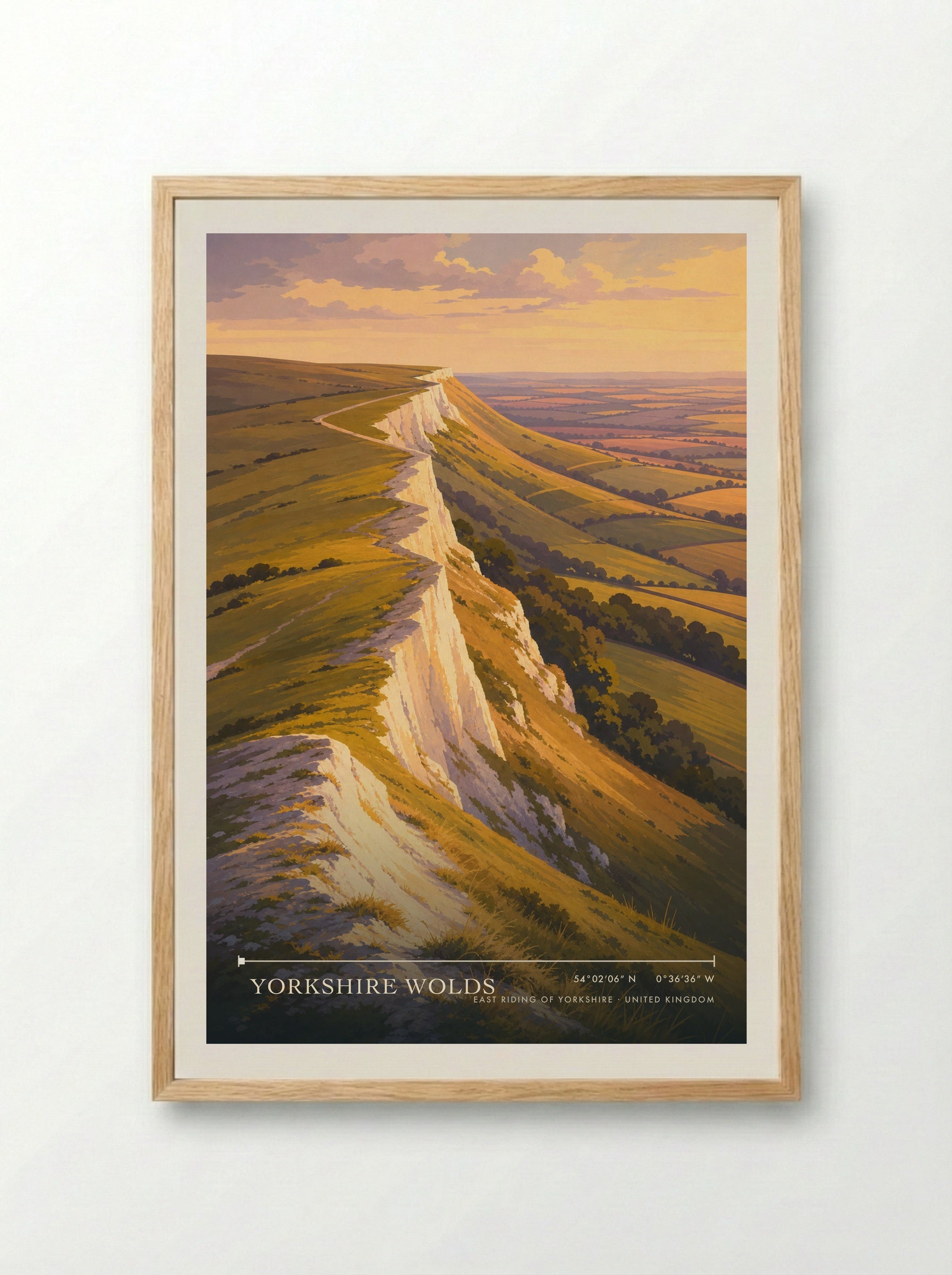 Yorkshire Wolds East Riding of Yorkshire United Kingdom Travel Poster - Framed Print Wood