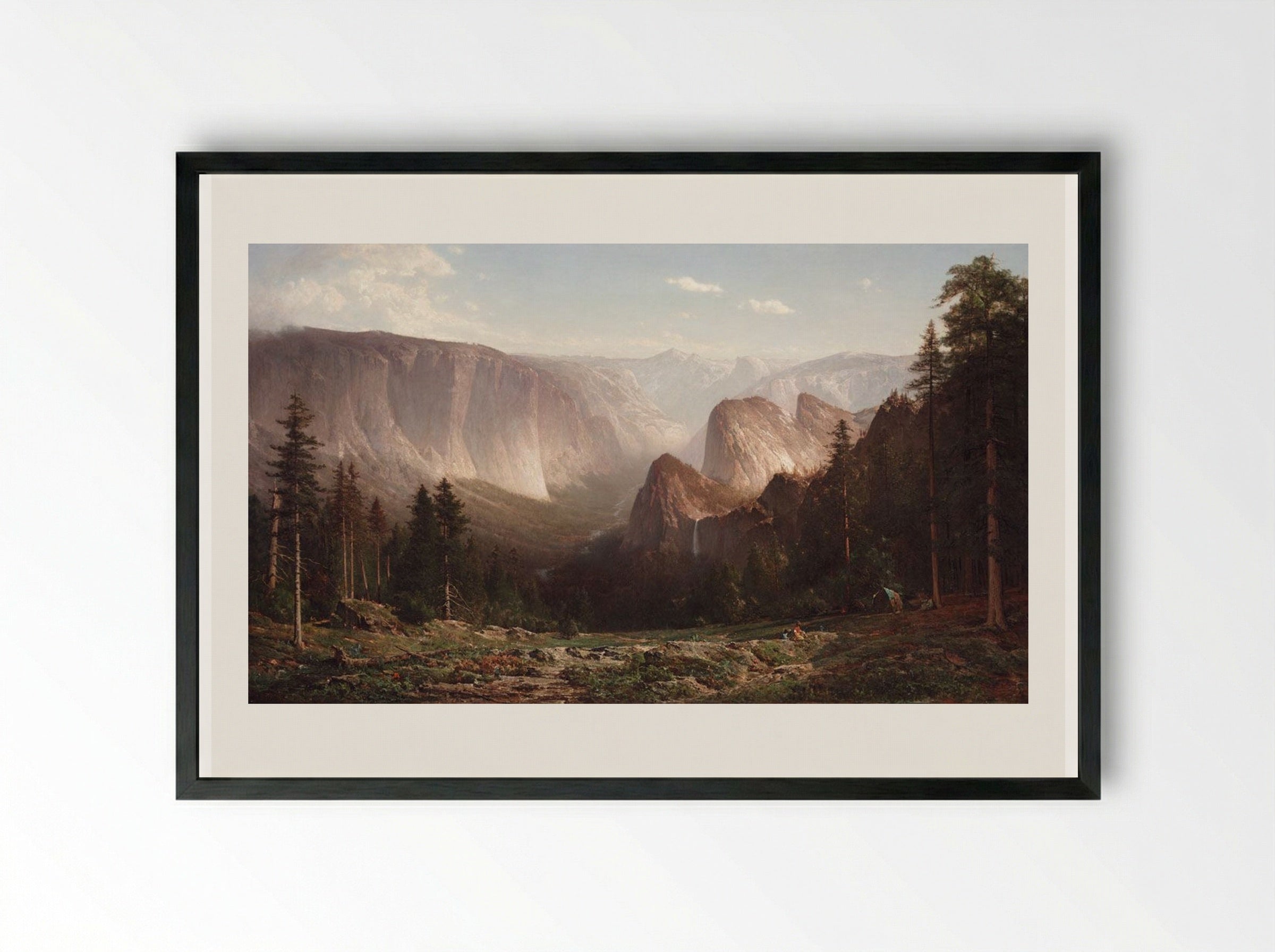 Yosemite Canyon - Thomas Hill - Framed Print Black