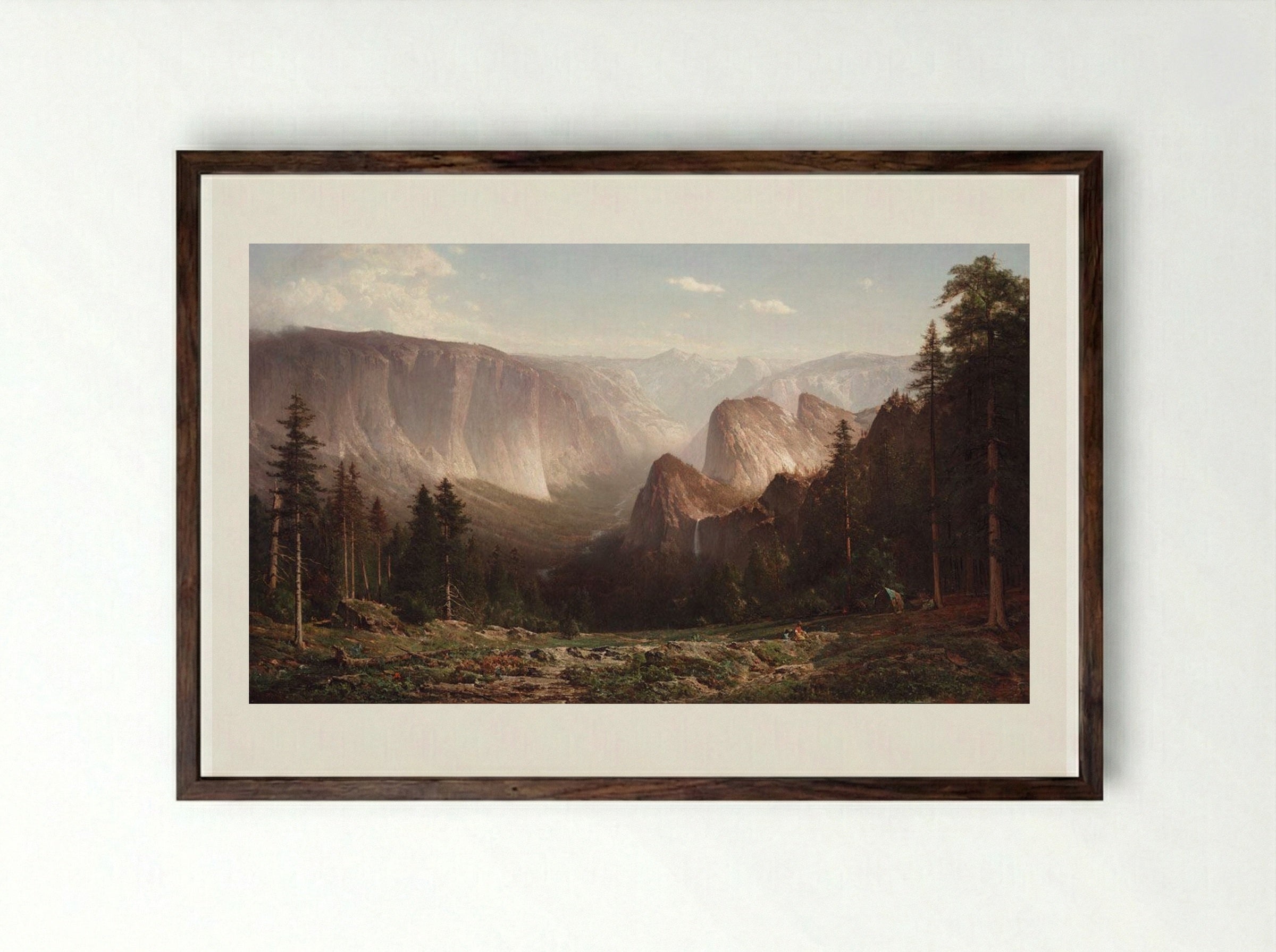 Yosemite Canyon - Thomas Hill - Framed Print Dark Wood