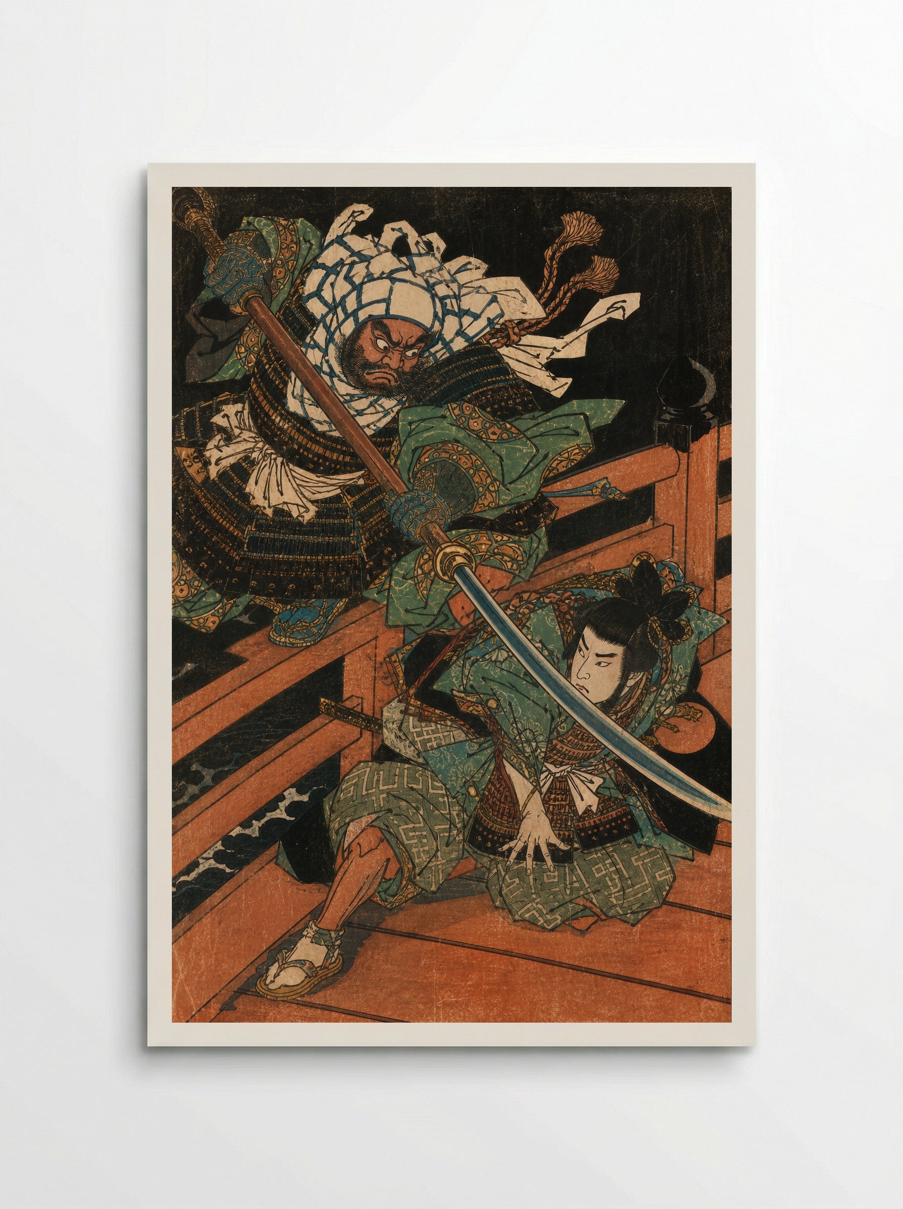Yoshitsune and Benkei on Gojo Bridge: Beneath the Naginata - Poster