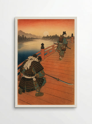 Yoshitsune and Benkei on Gojo Bridge: The Warrior Kneels