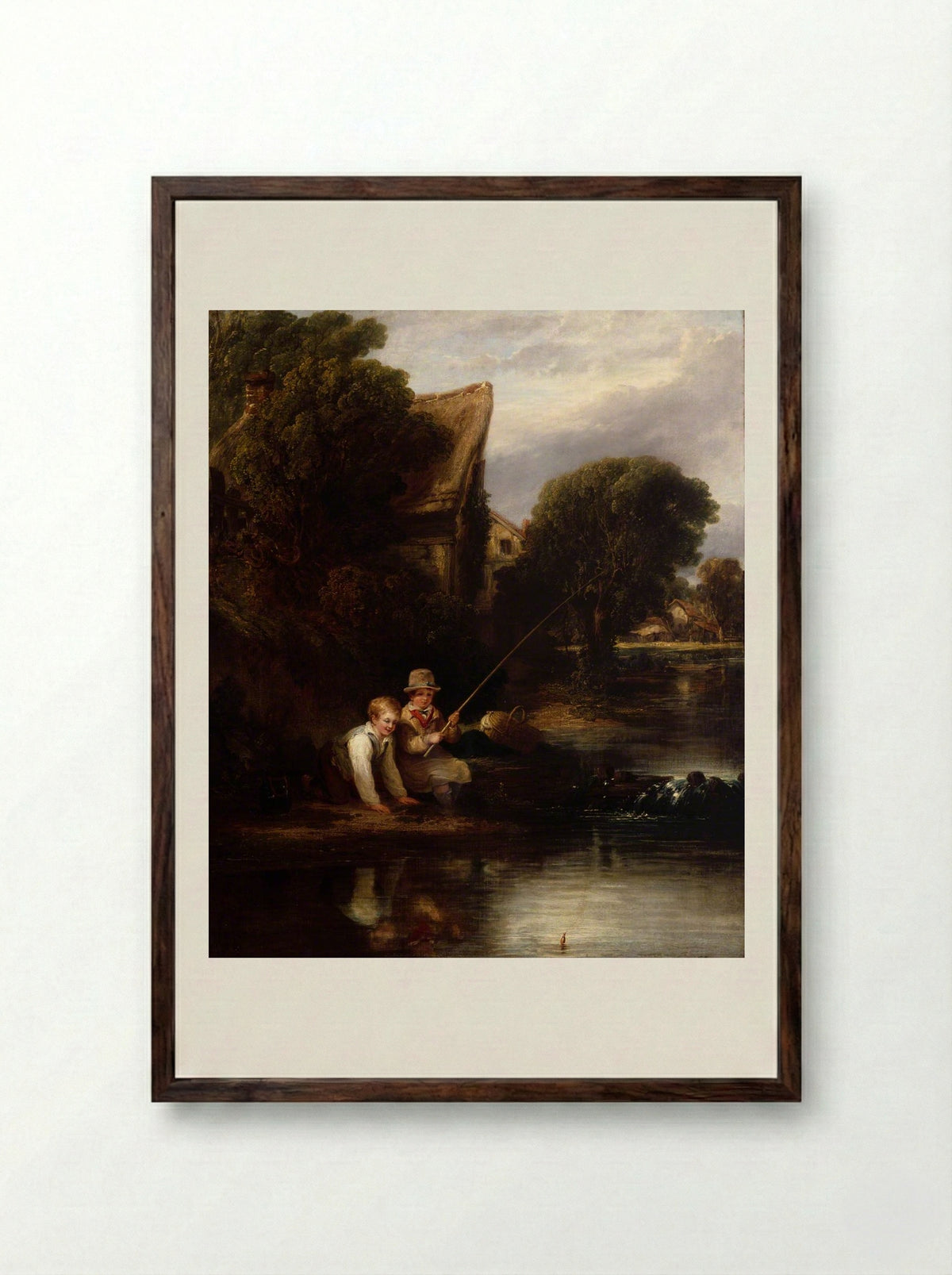 Young Anglers - William Collins - Framed Print Dark Wood