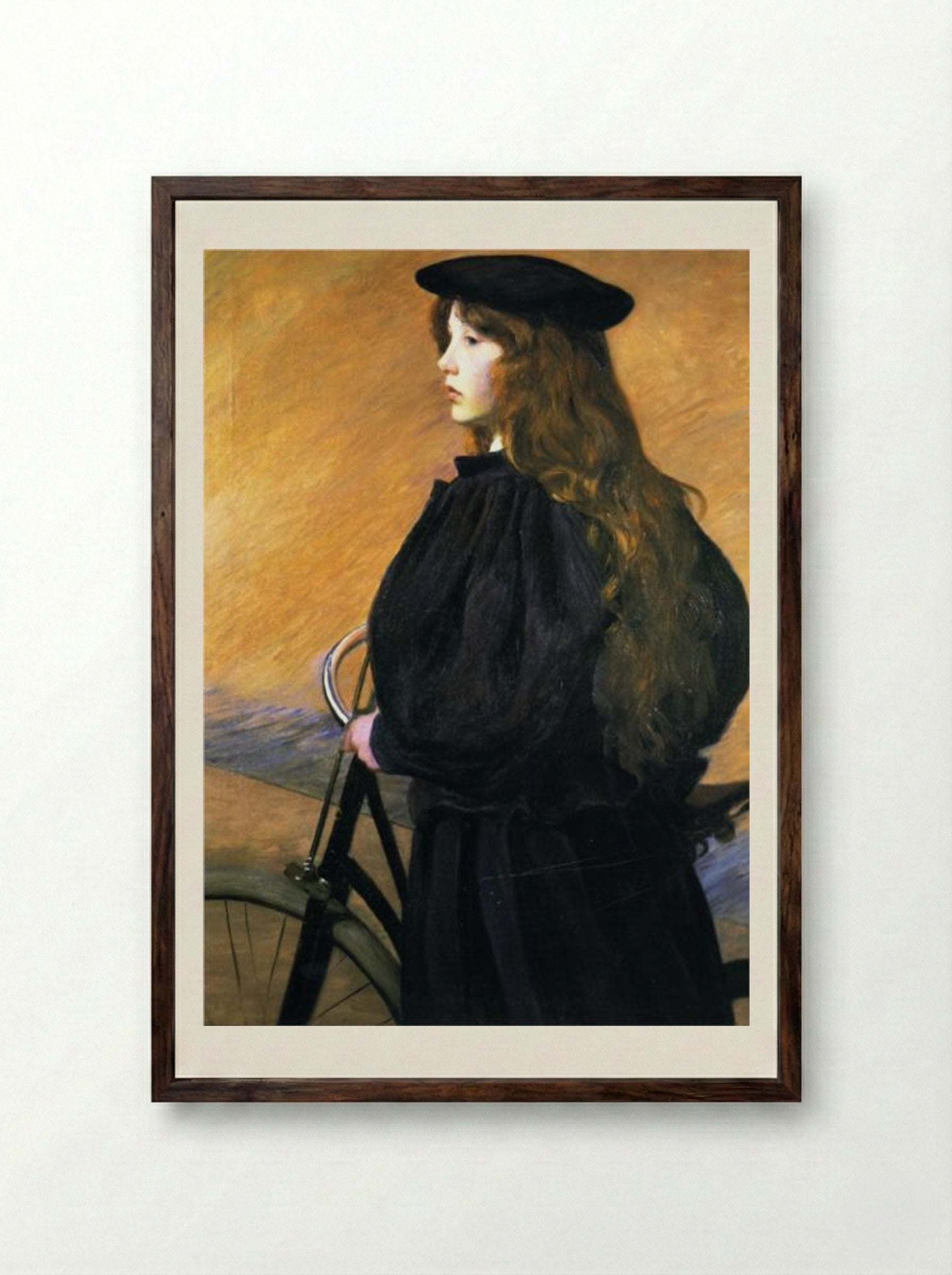 Young Bicyclist - Lilla Cabot Perry - Framed Print Dark Wood