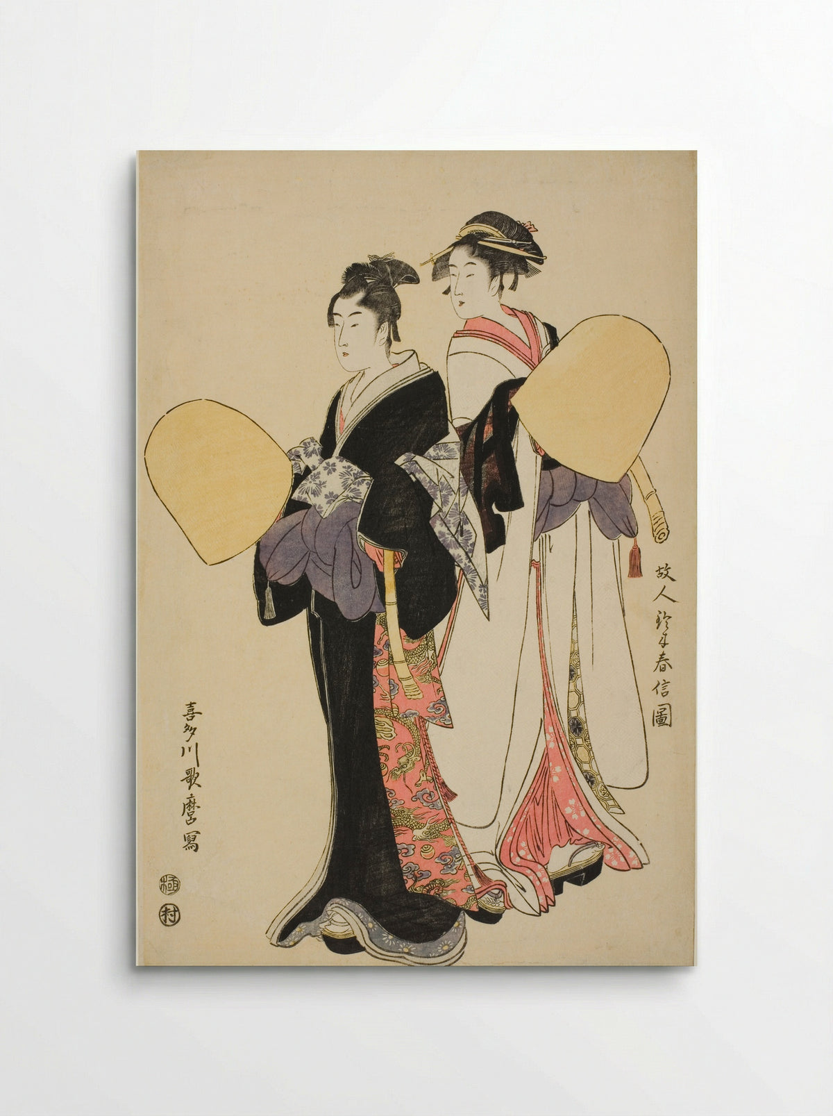 Young Couple Dressed as Mendicant Monks - Kitagawa Utamaro - Poster