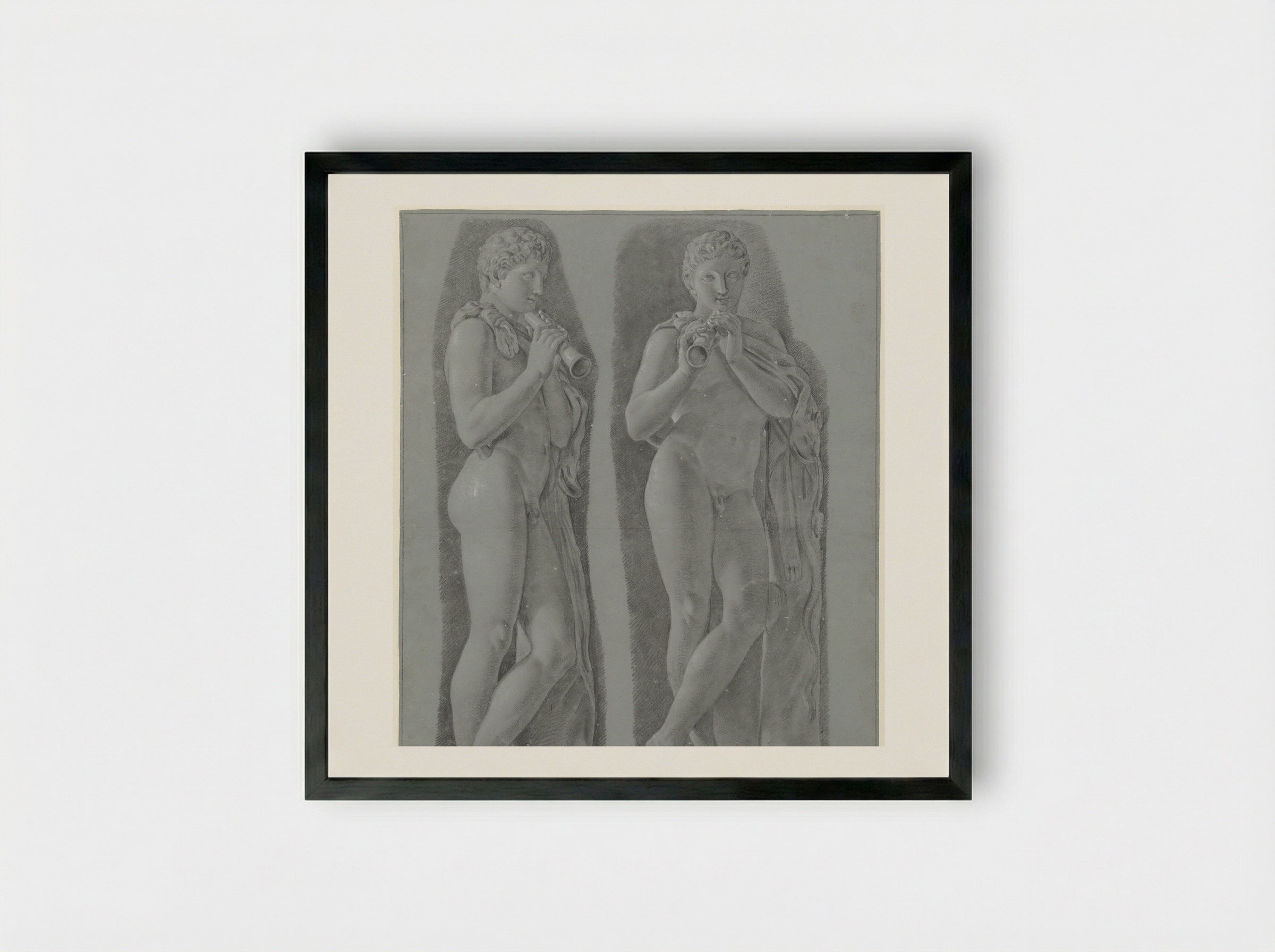 Young Fauns in the Capitoline Museum - Jean Grandjean - Framed Print Black