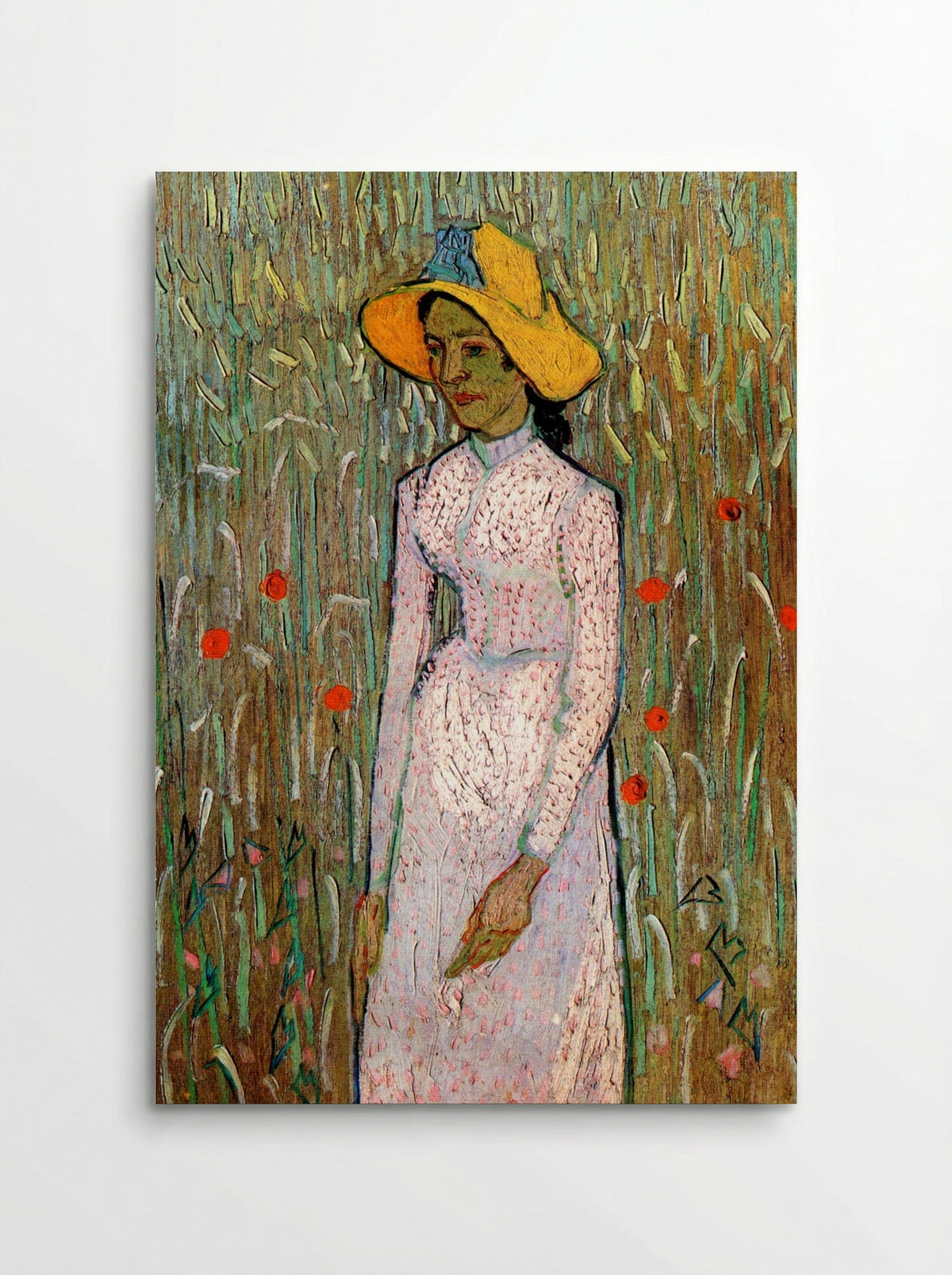 Young Girl Standing Against a Background of Wheat - Vincent van Gogh - Poster