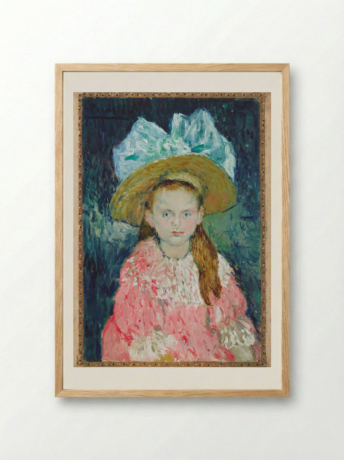 Young Girl Wearing a Large Hat - Pablo Picasso - Framed Print Wood