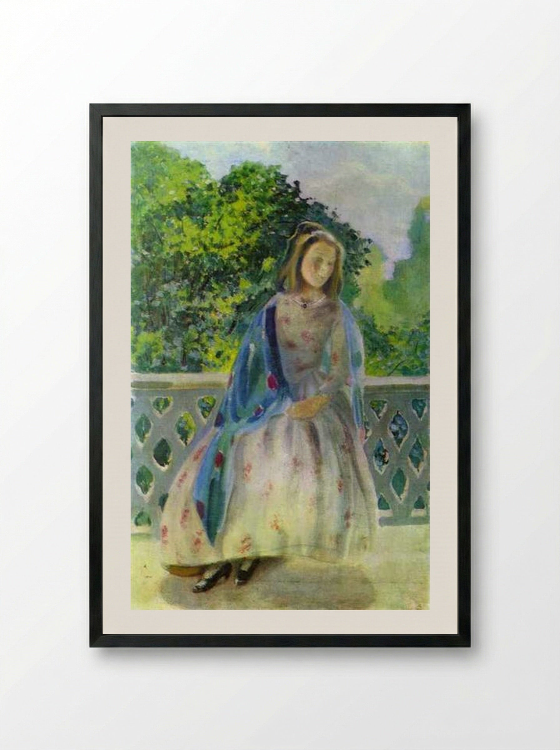 Young Girl on the Balcony - Victor Borisov-Musatov - Framed Print Black