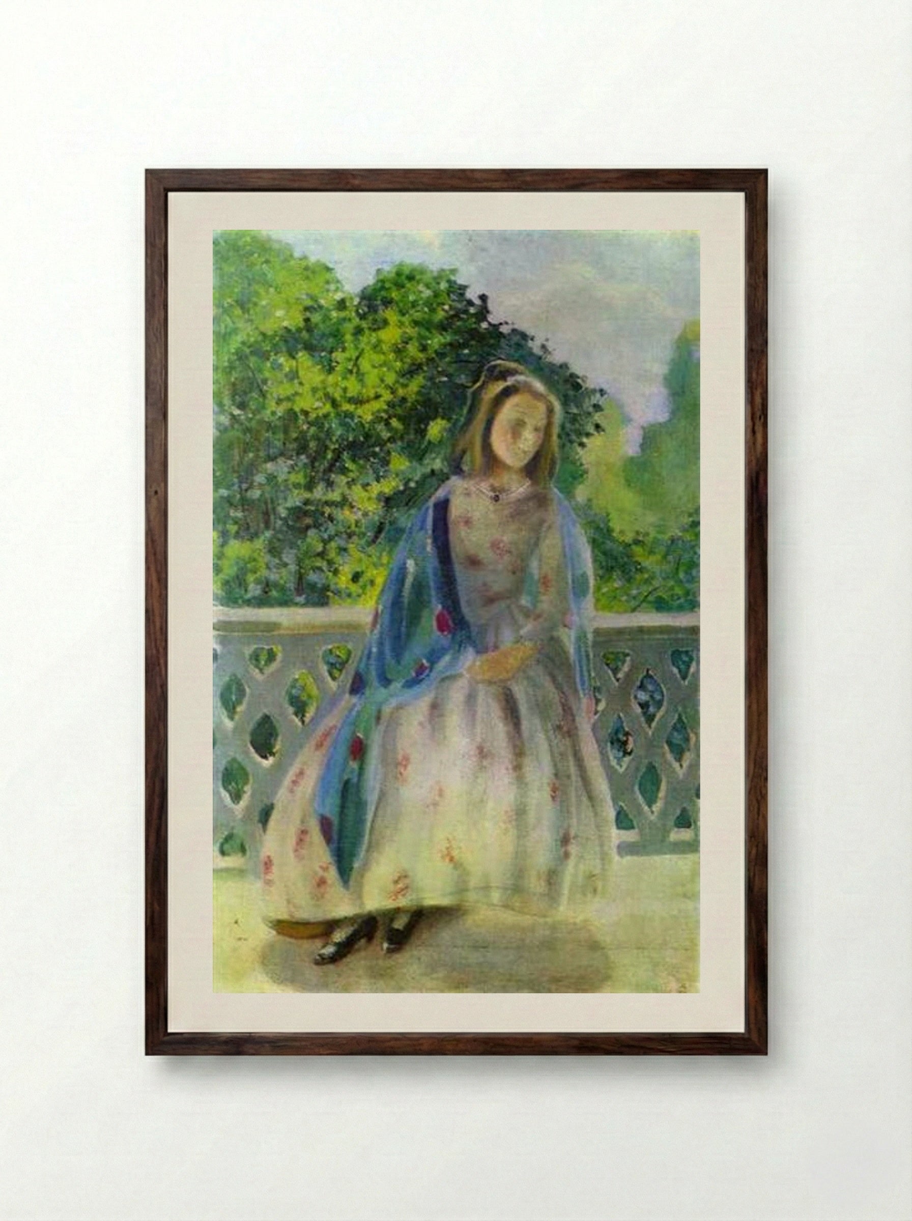 Young Girl on the Balcony - Victor Borisov-Musatov - Framed Print Dark Wood