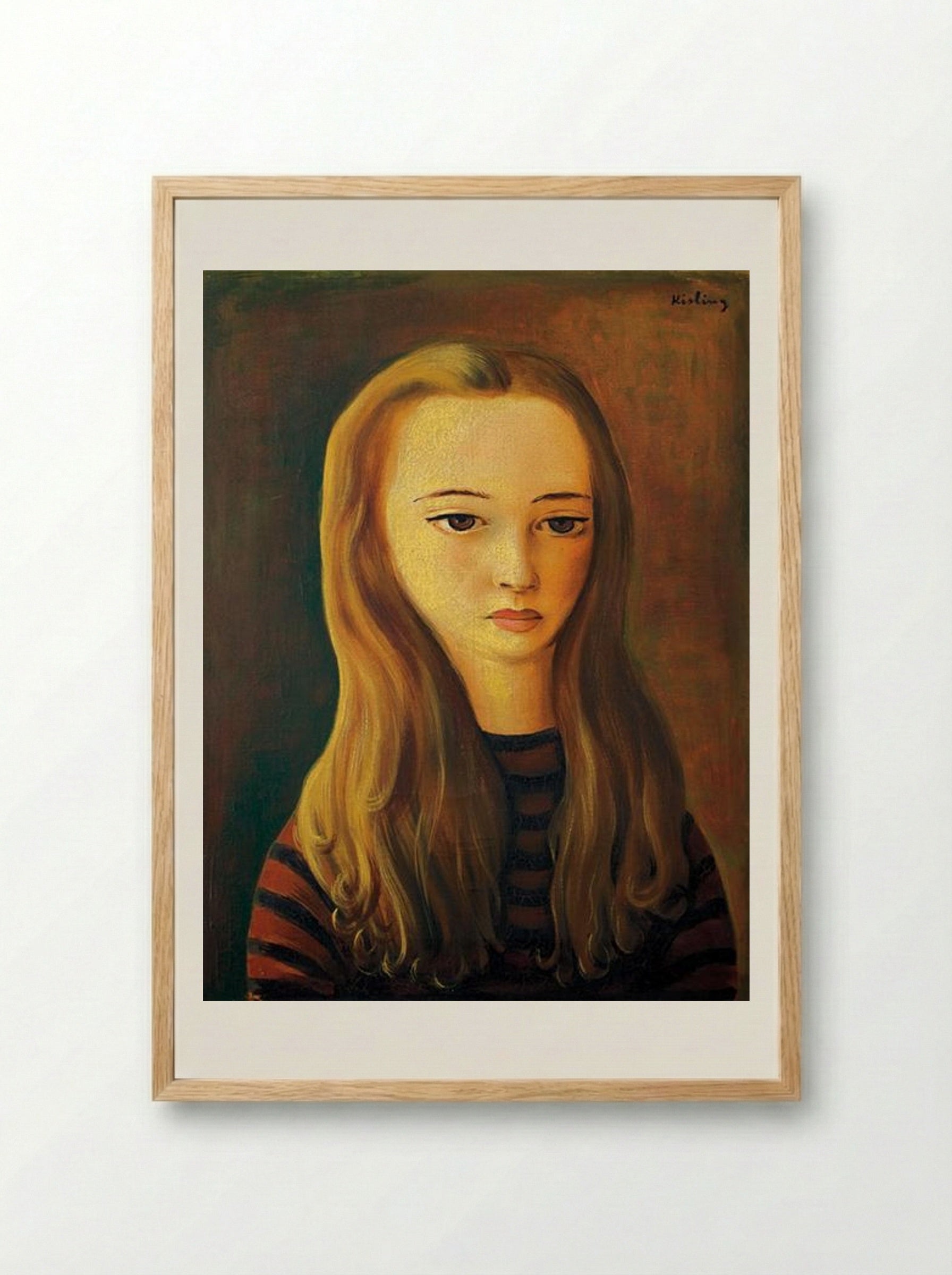 Young Girl with Long Hair - Moïse Kisling - Framed Print Wood