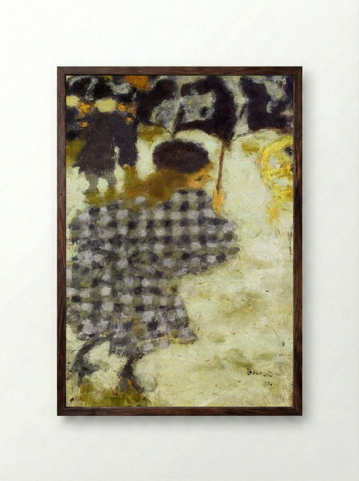 Young Girl with Umbrella - Pierre Bonnard - Framed Print Dark Wood