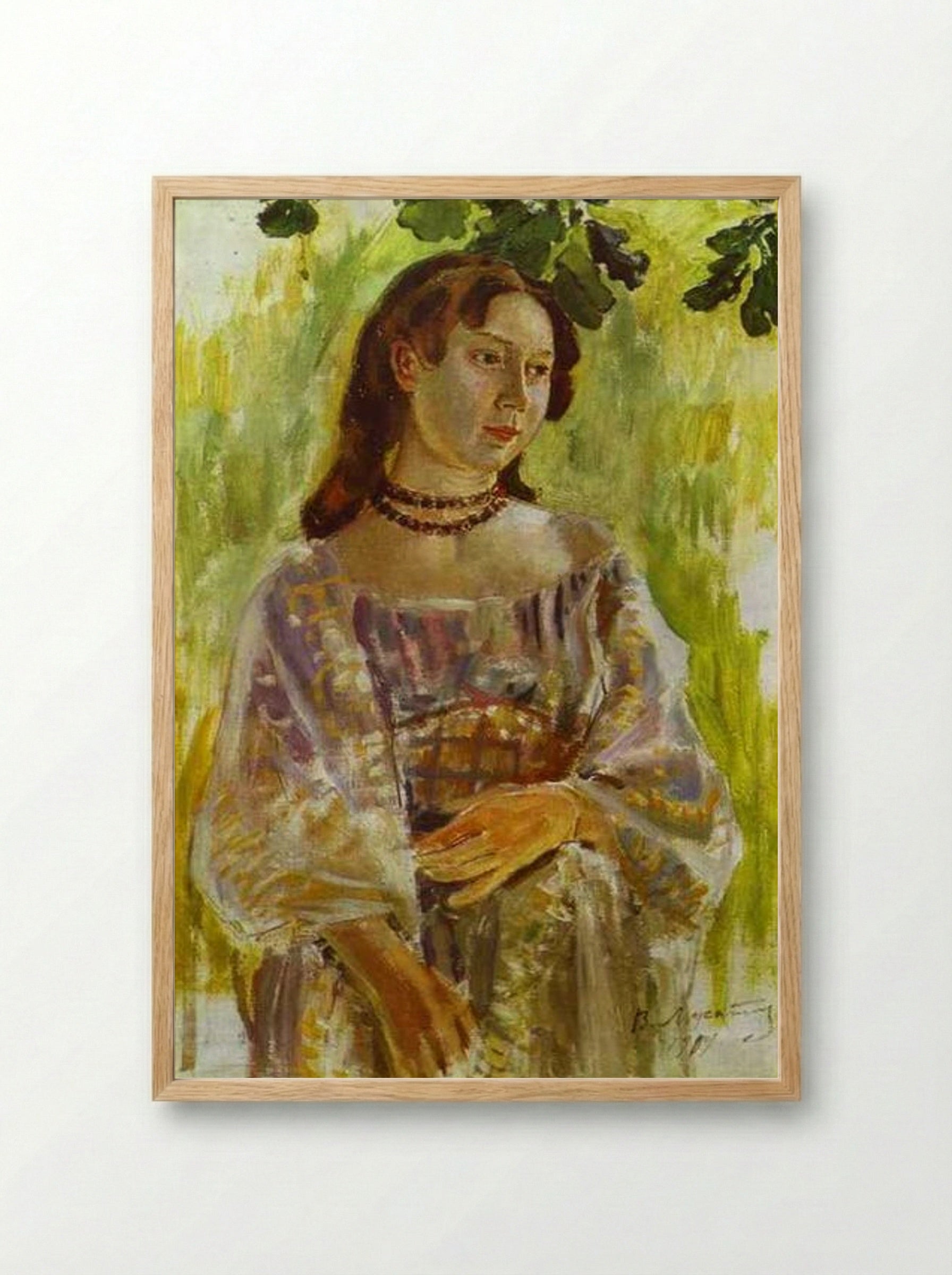 Young Girl with a Necklace - Victor Borisov-Musatov - Framed Print Wood