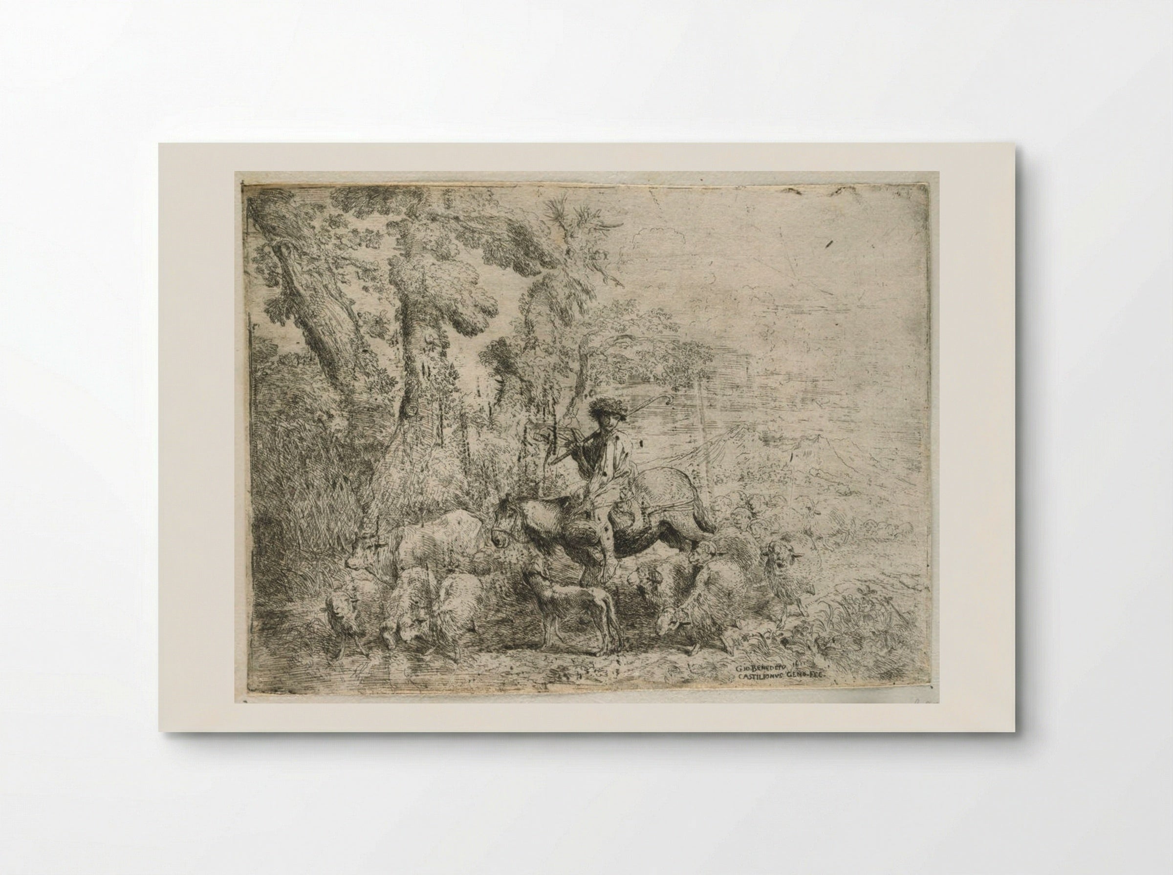 Young Herdsman on Horseback - Giovanni Benedetto Castiglione - Poster