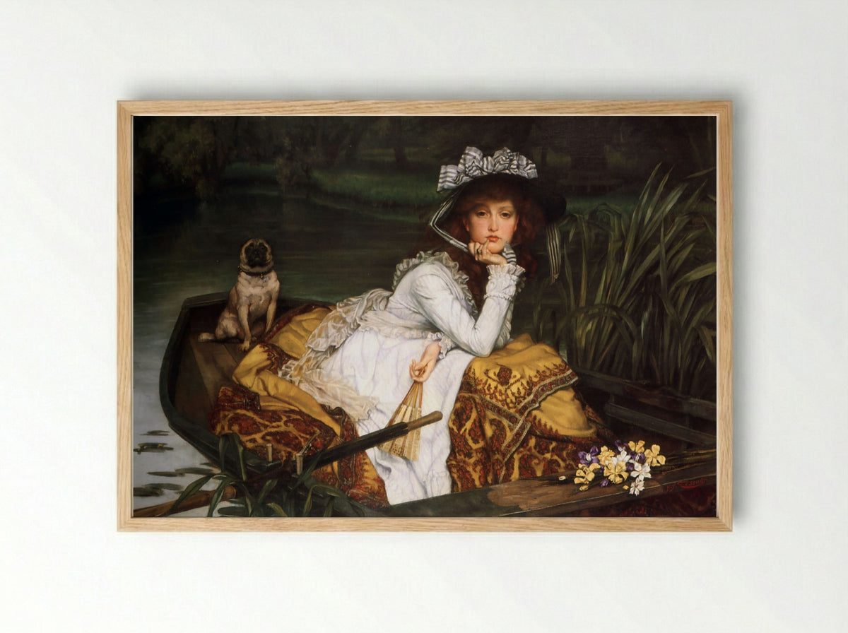 Young Lady In A Boat - James Tissot - Framed Print Wood
