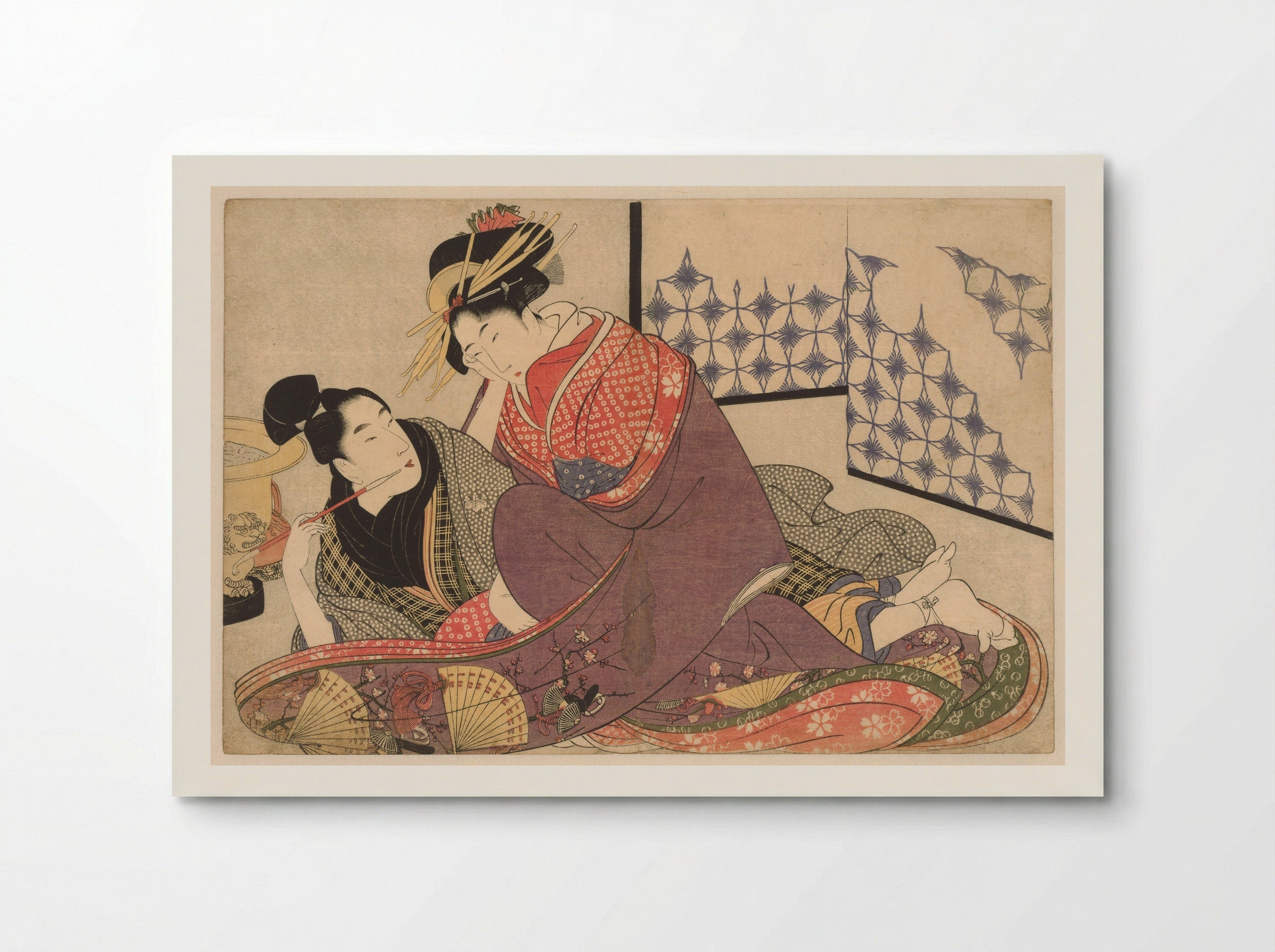 Young Man Smoking with a Courtesan - Kitagawa Utamaro - Poster