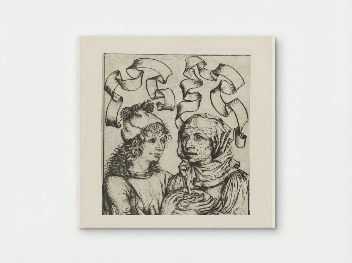 Young Man and Old Woman - Master of the Amsterdam Cabinet - Poster