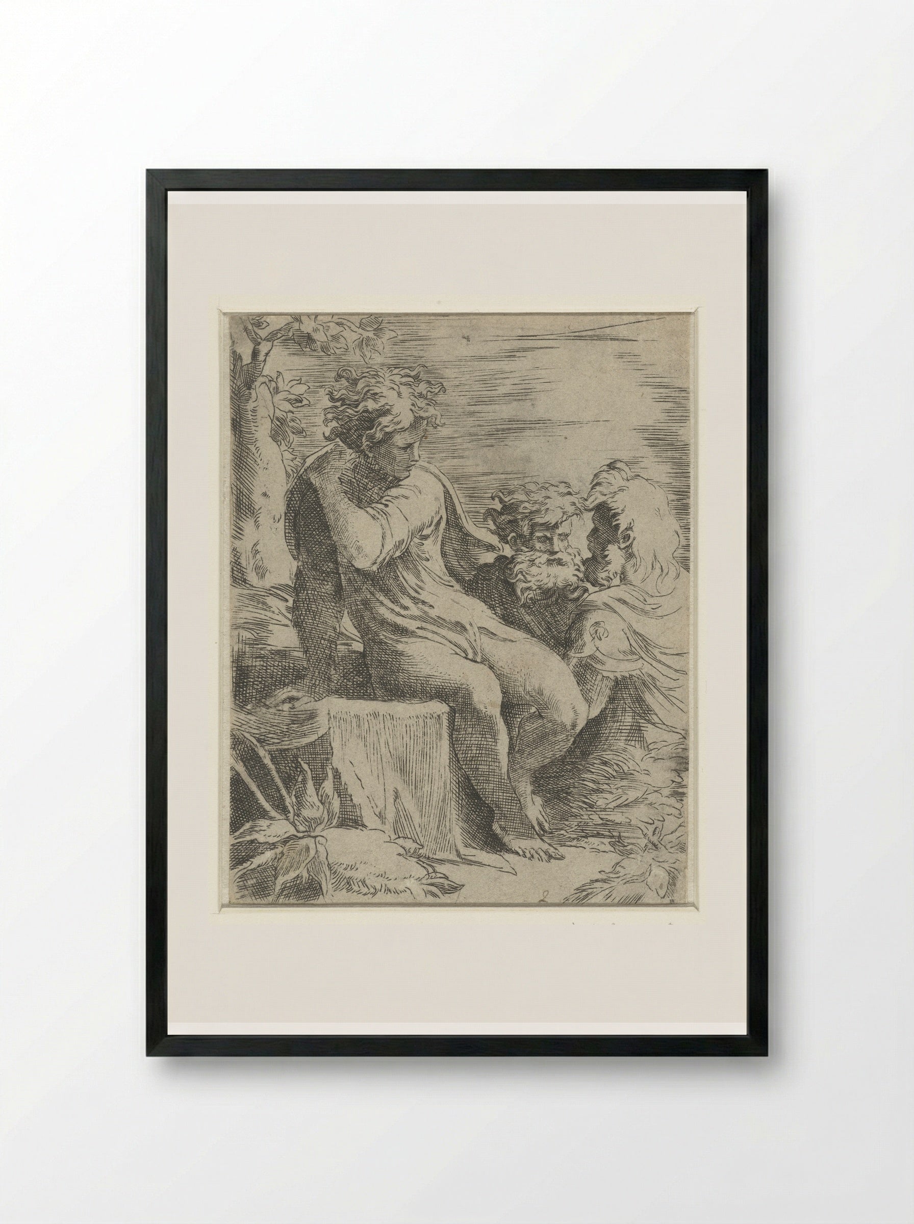 Young Man and Two Old Men - Parmigianino - Framed Print Black
