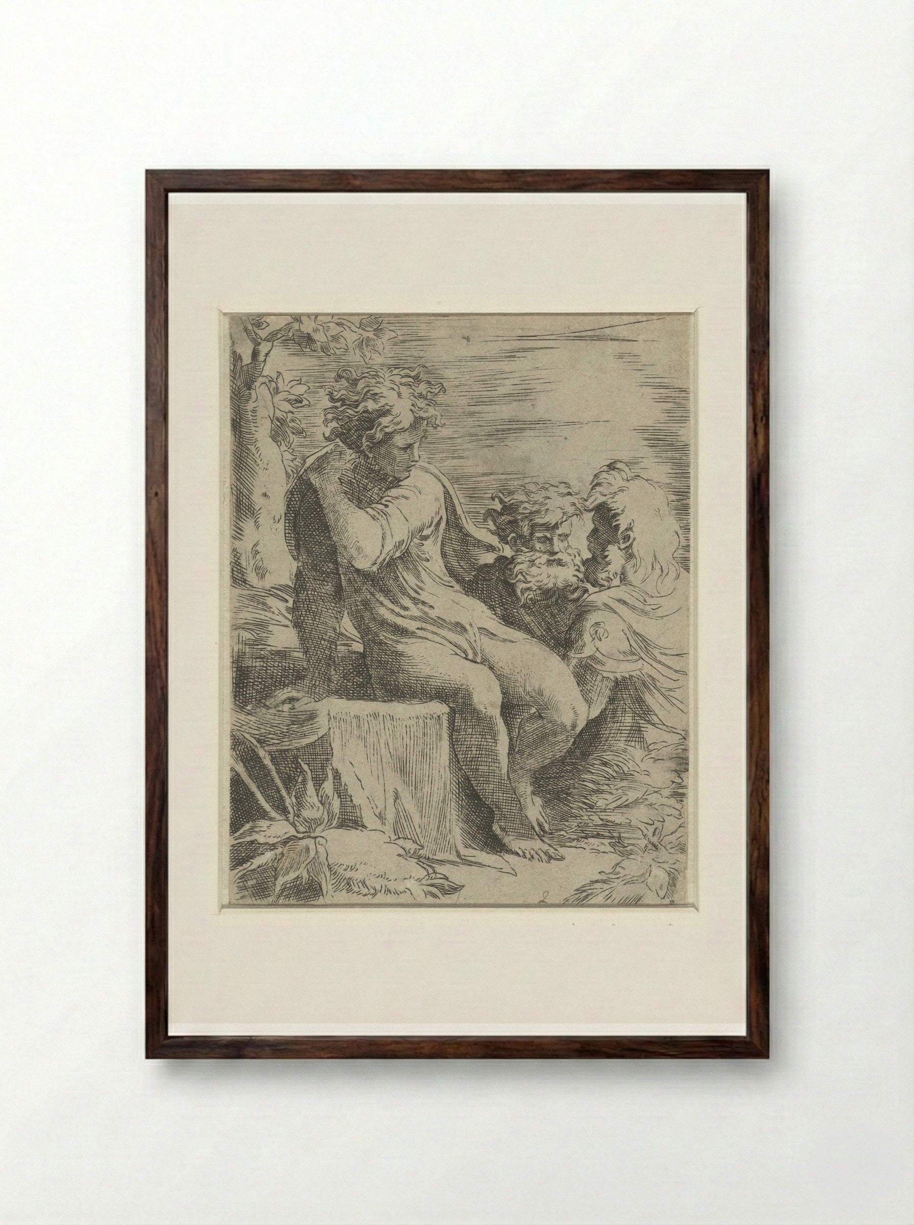 Young Man and Two Old Men - Parmigianino - Framed Print Dark Wood