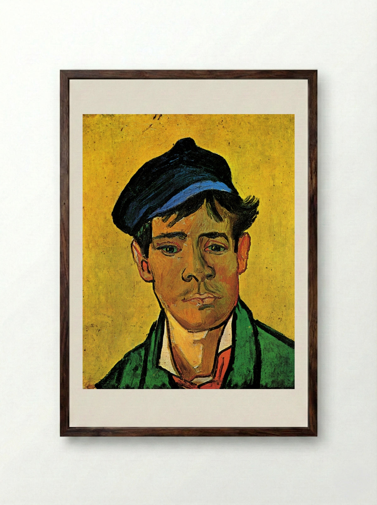 Young Man with a Hat - Vincent van Gogh - Framed Print Dark Wood
