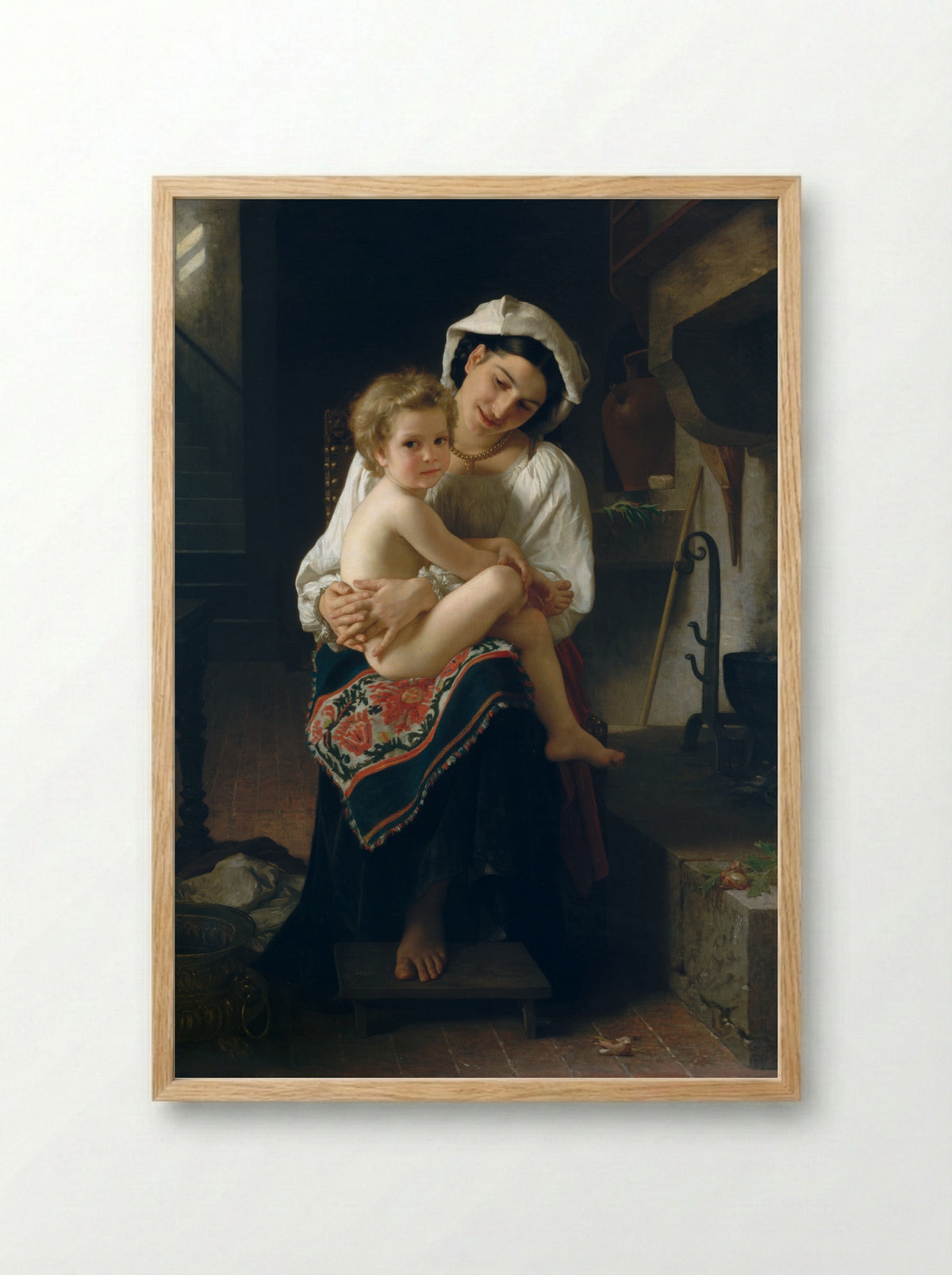 Young Mother Gazing at Her Child - William-Adolphe Bouguereau - Framed Print Wood