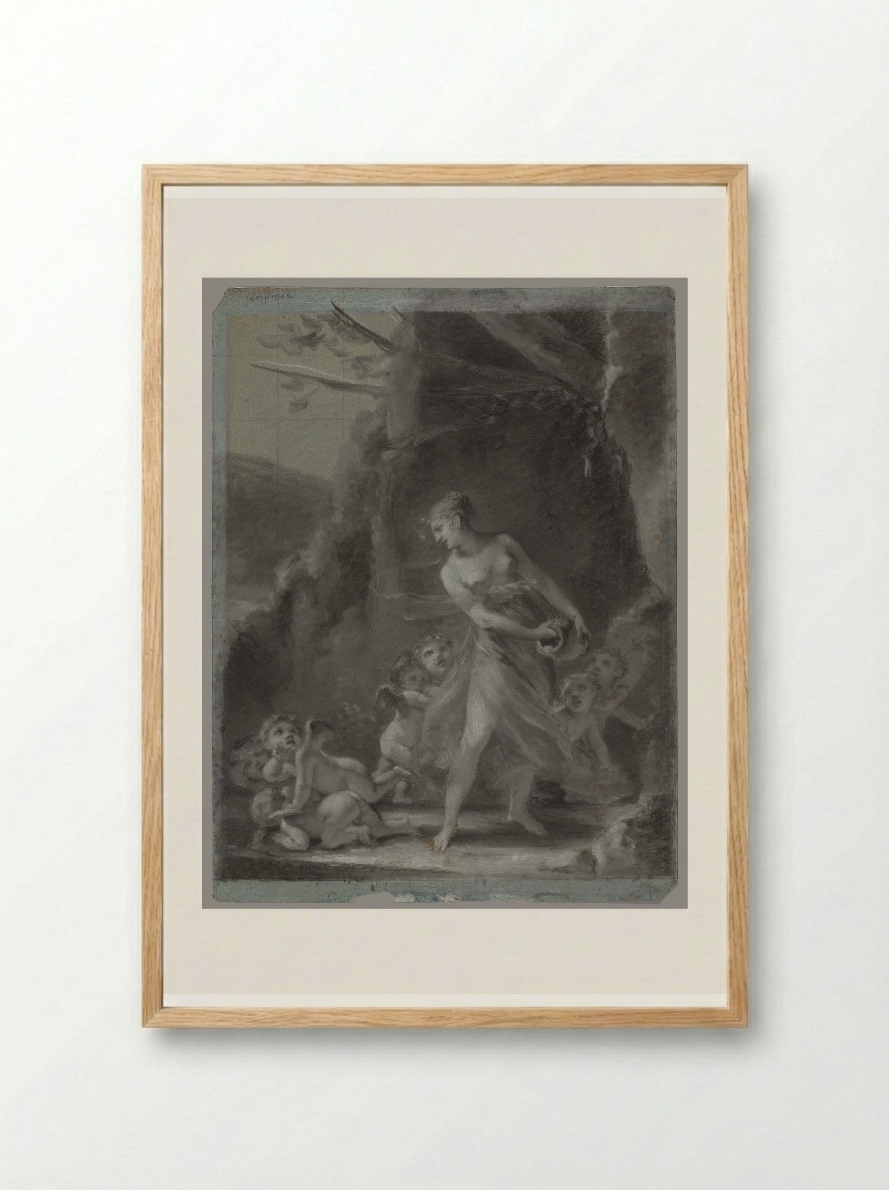 Young Nymph Teased by Cupids - Pierre-Paul Prud'hon - Framed Print Wood
