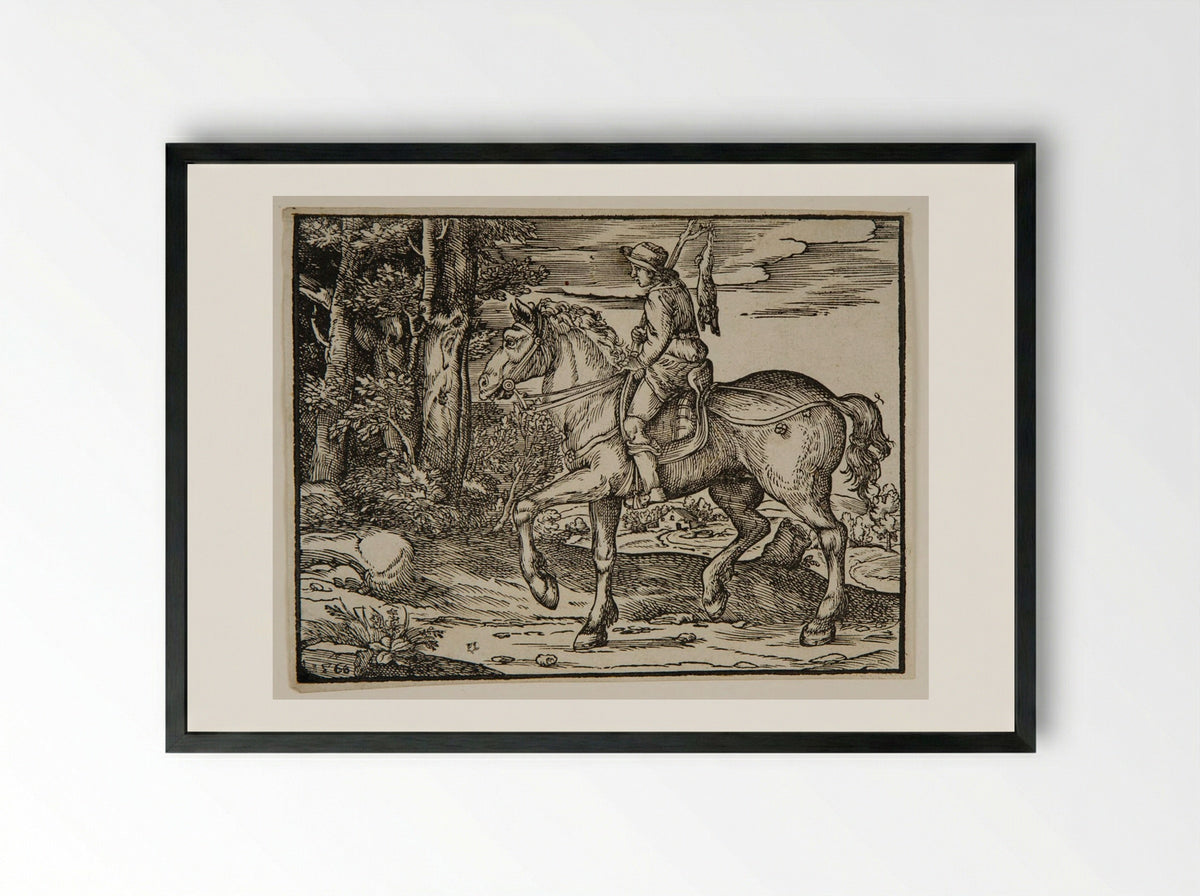 Young Peasant on Horseback - Nicolò Boldrini - Framed Print Black