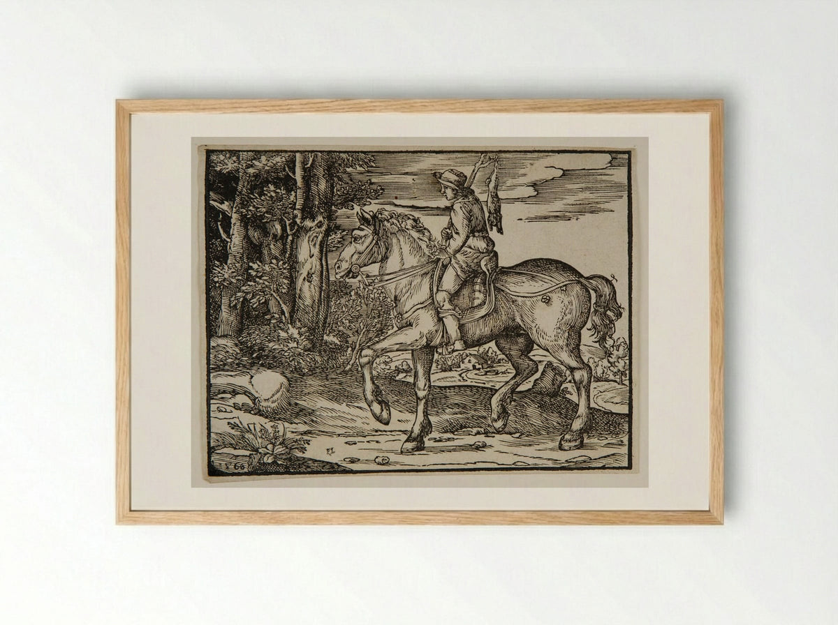 Young Peasant on Horseback - Nicolò Boldrini - Framed Print Wood