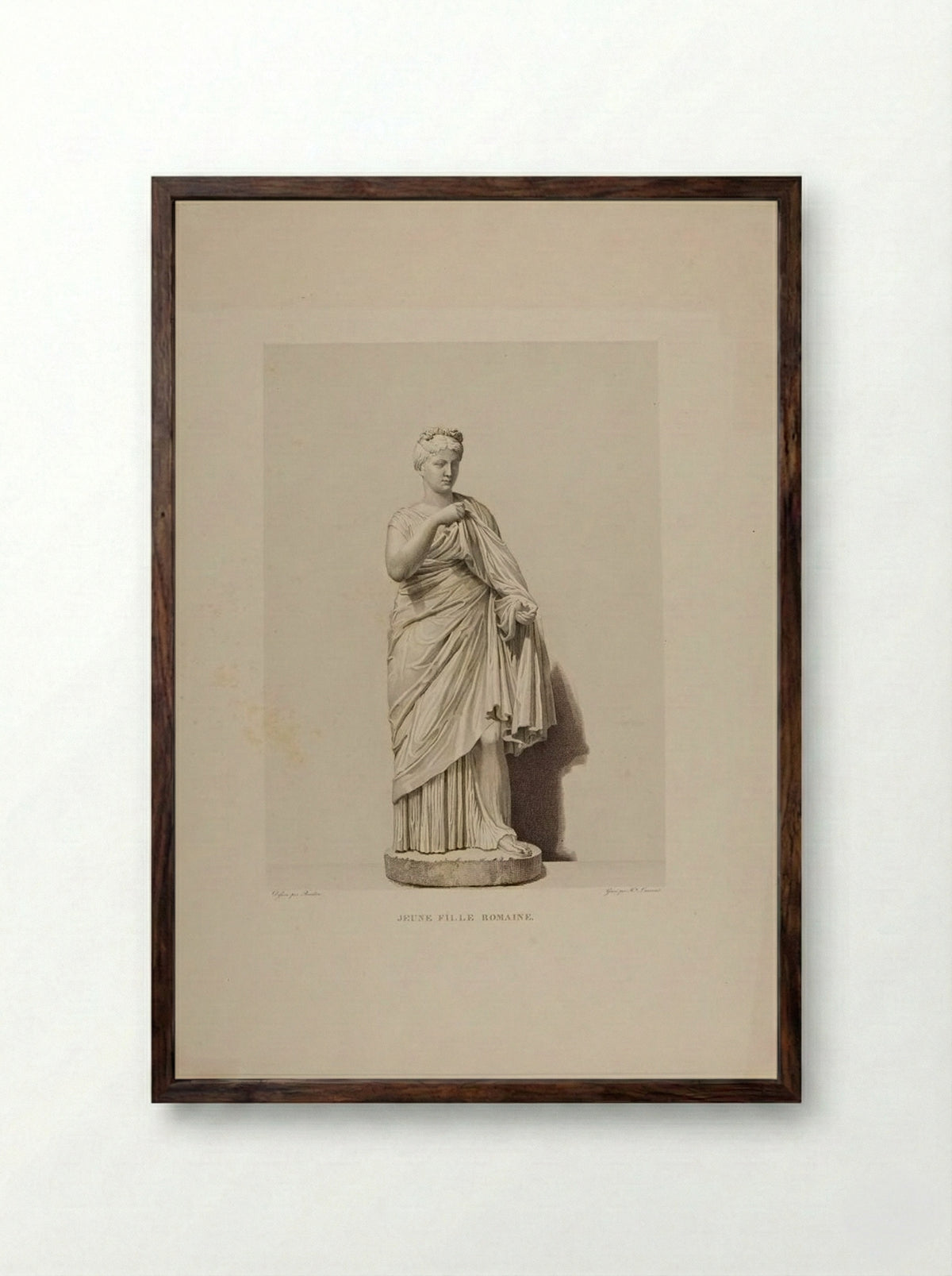 Young Roman Girl - Pierre Louis Henri Laurent - Framed Print Dark Wood