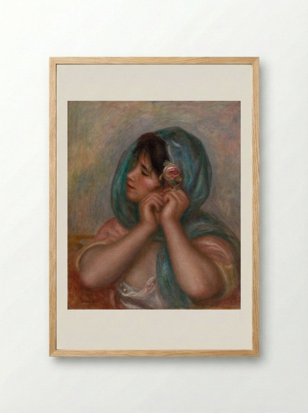 Young Woman Arranging Her Earring - Pierre-Auguste Renoir - Framed Print Wood