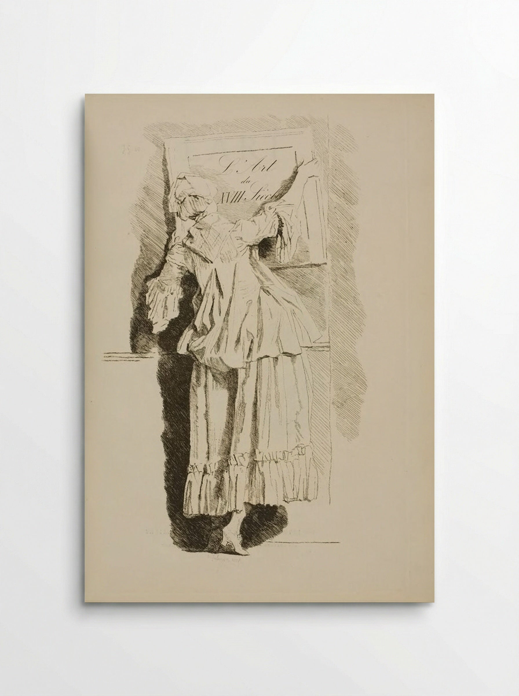 Young Woman Hanging Up a Sign - Jules de Goncourt - Poster