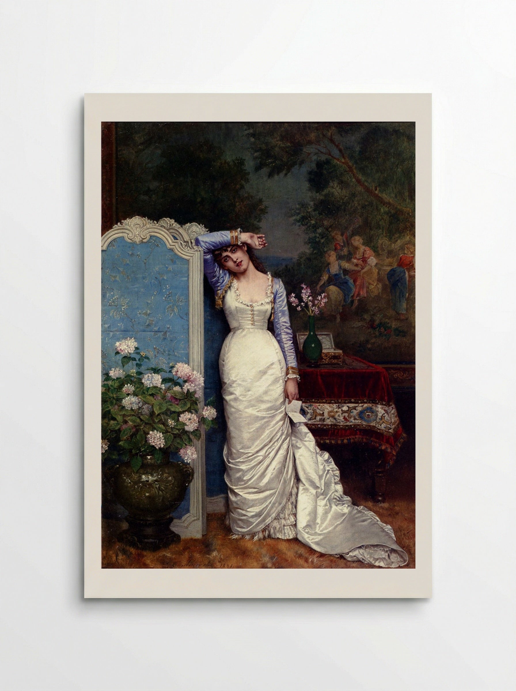 Young Woman In An Interior - Auguste Toulmouche - Poster