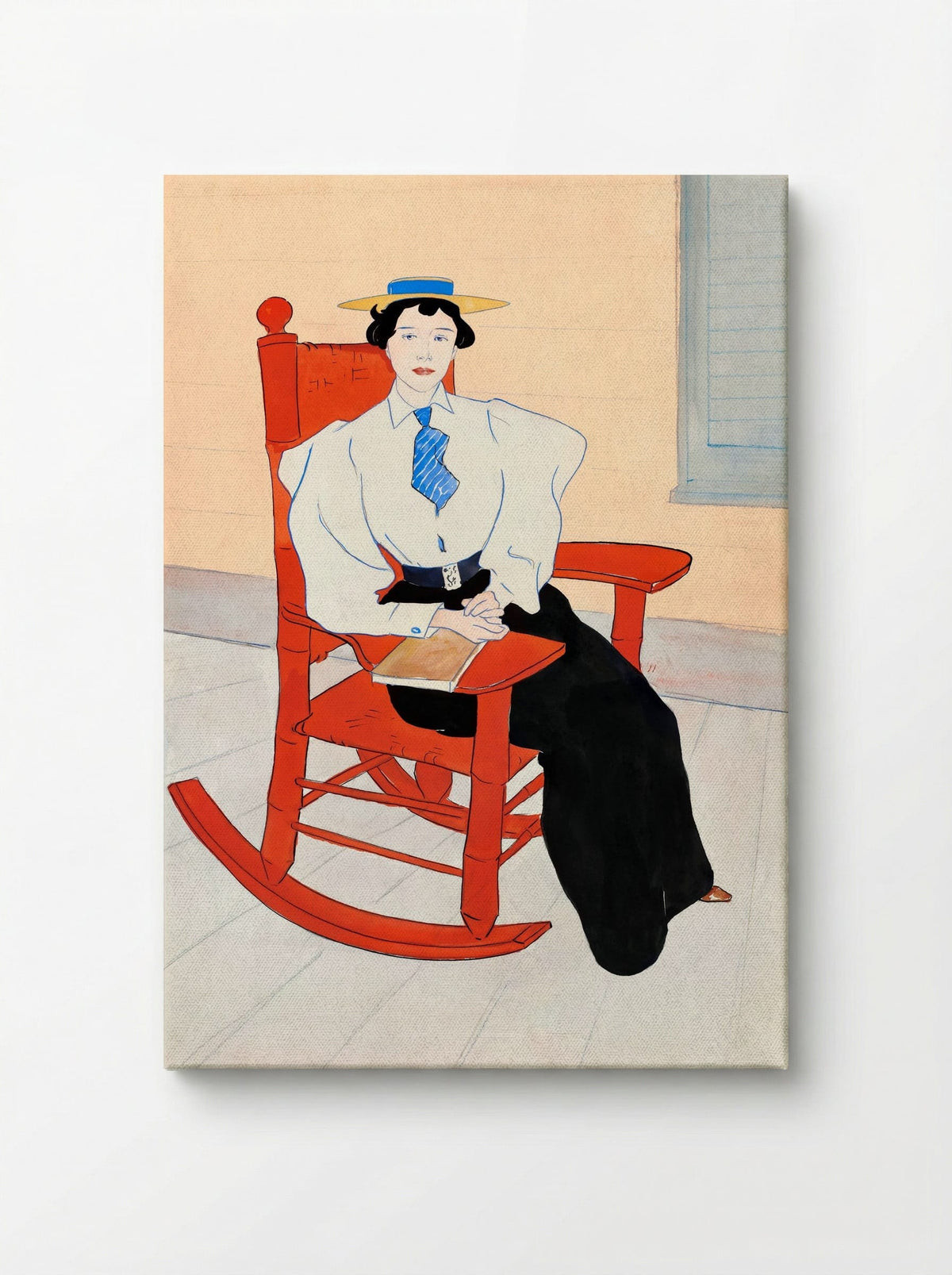 Young Woman Seated in a Red Rocking Chair - Edward Penfield - Canvas