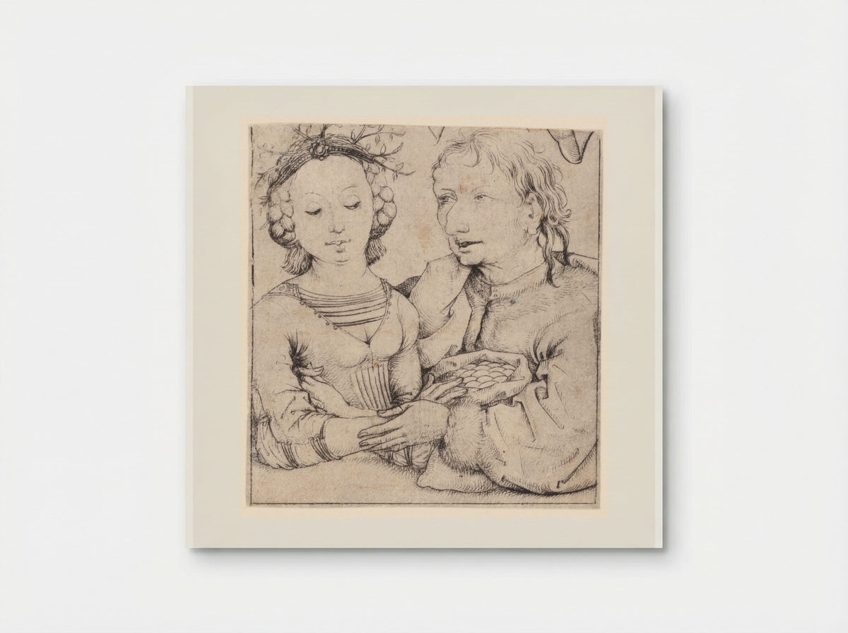 Young Woman and Old Man - Master of the Amsterdam Cabinet - Poster