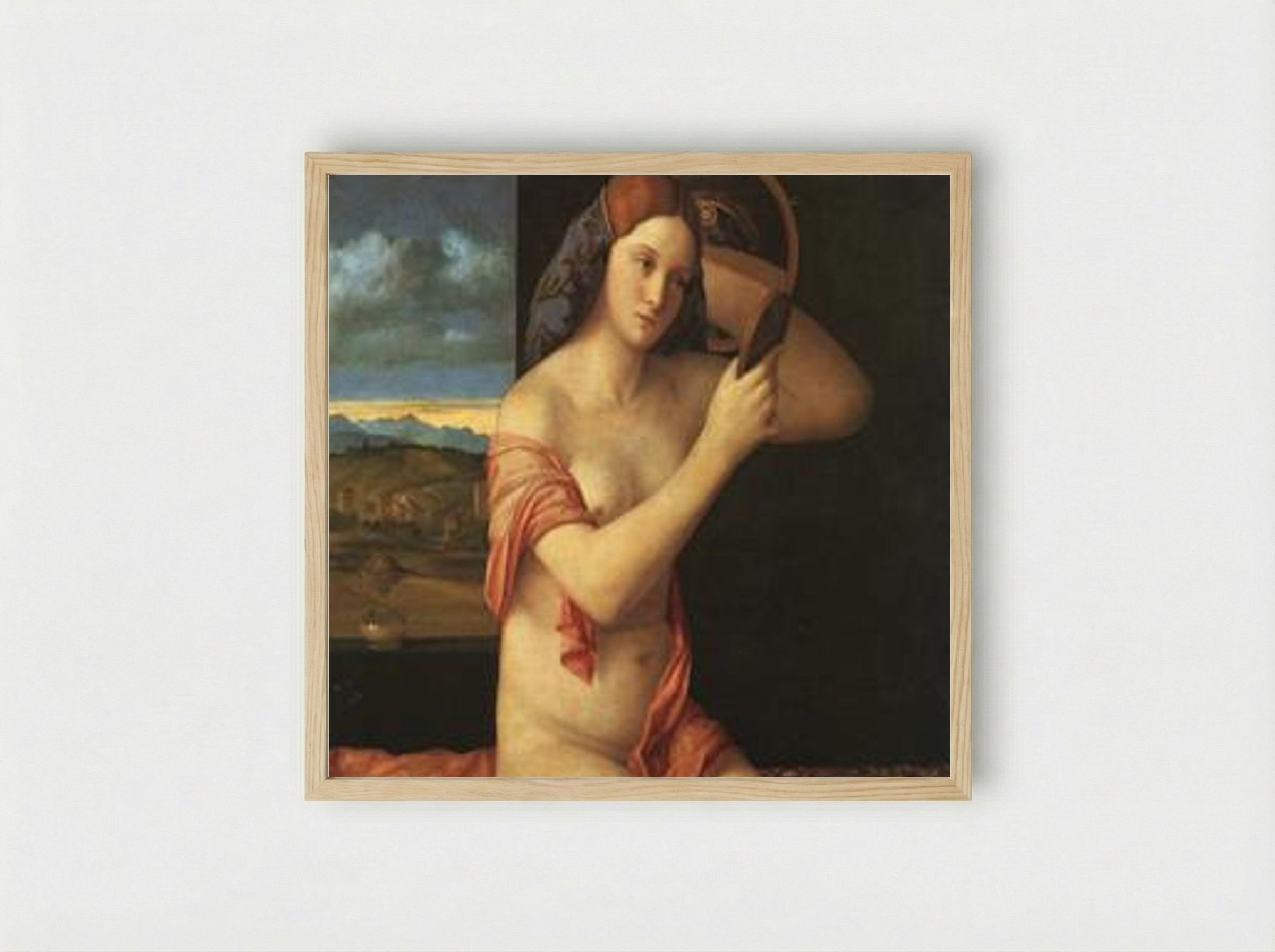 Young Woman at Her Toilet - Giovanni Bellini - Framed Print Wood
