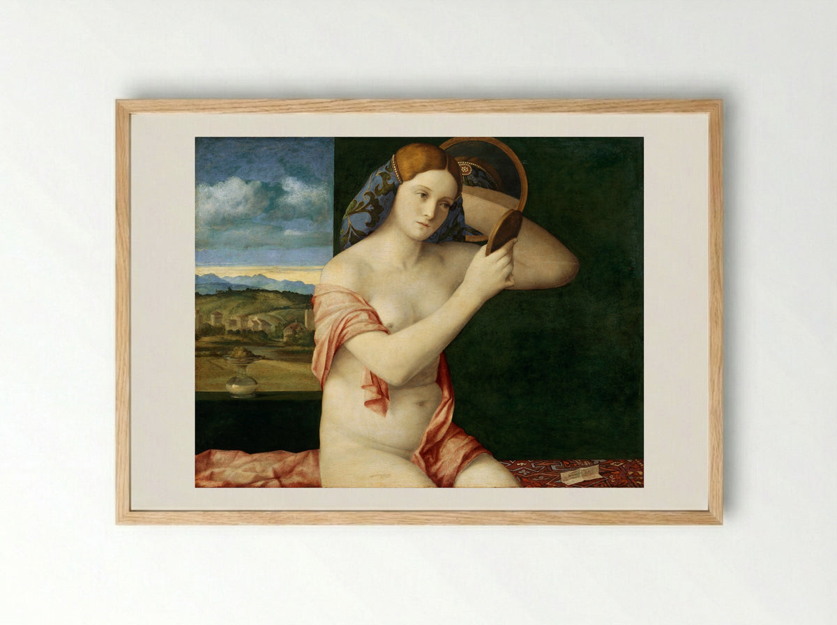 Young Woman at Her Toilet - Giovanni Bellini - Framed Print Wood