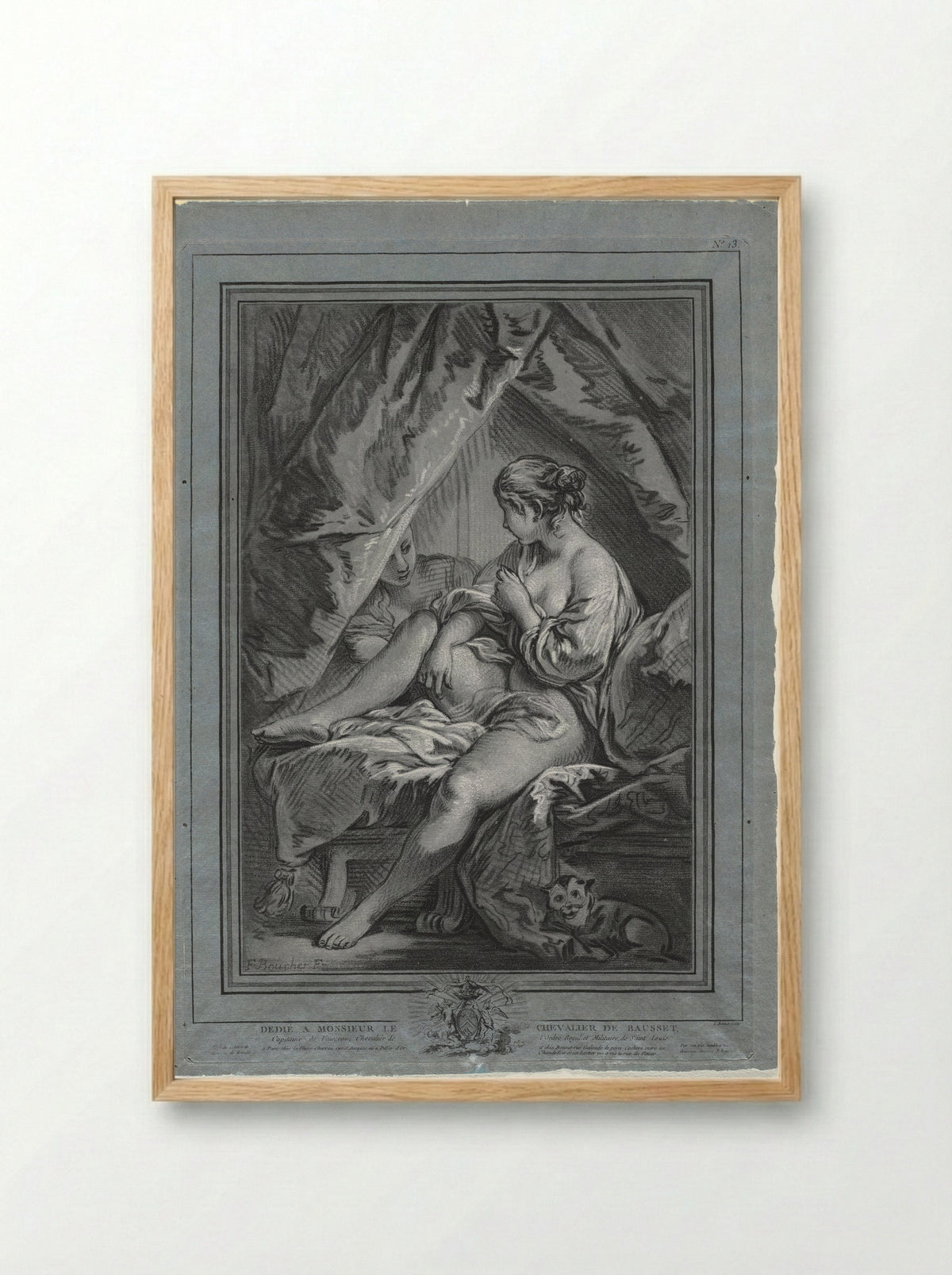 Young Woman in Bed - Louis-Marin Bonnet - Framed Print Wood